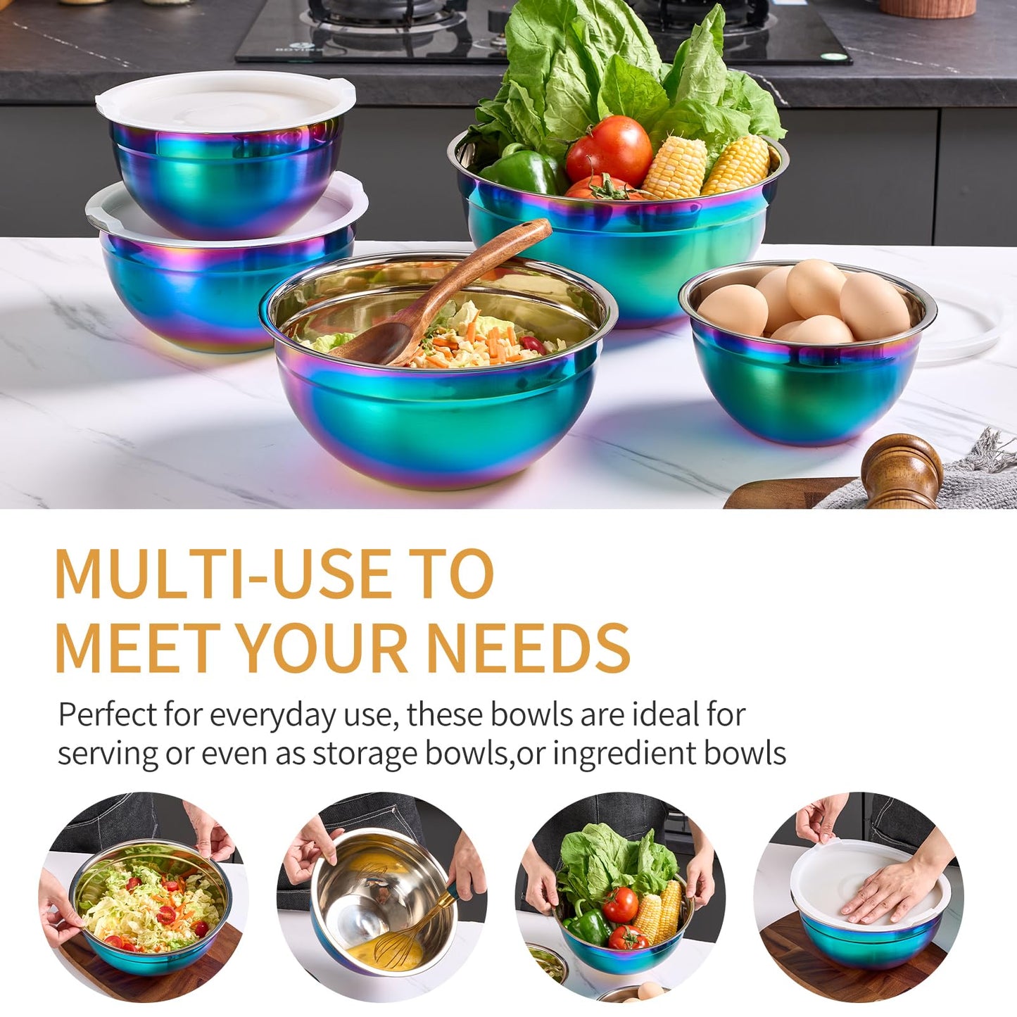 5-Piece Stainless Steel Nesting Mixing Bowls Set