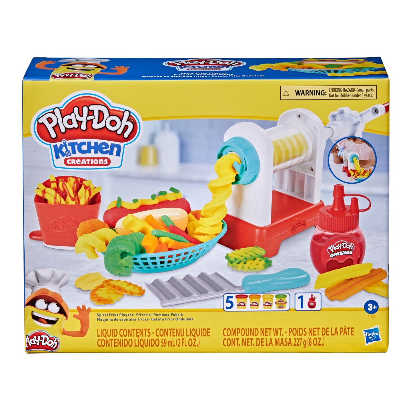 Play-Doh Spiral Fries Playset with 5 Cans