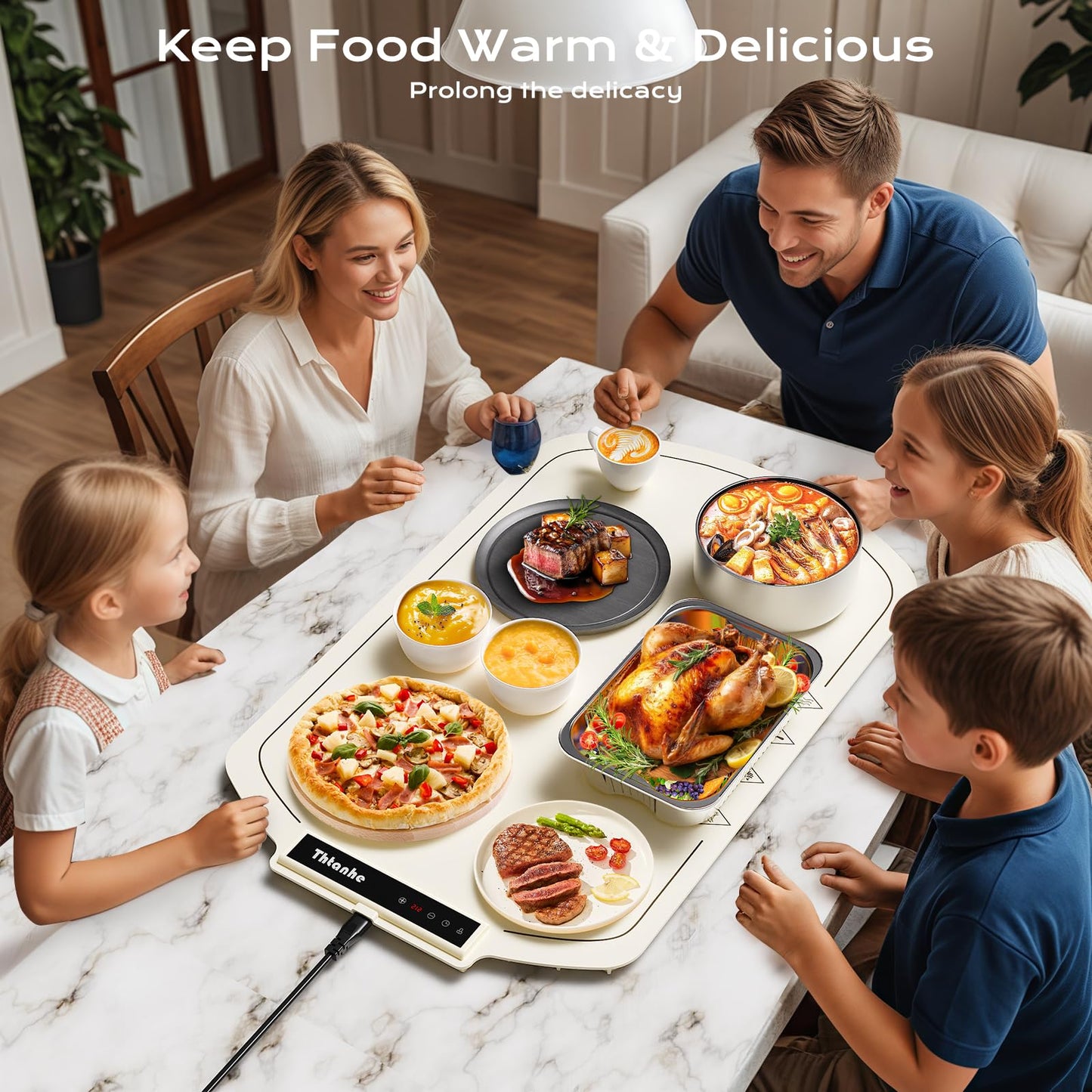 Portable Food Warming Tray with 4 Temperature Settings