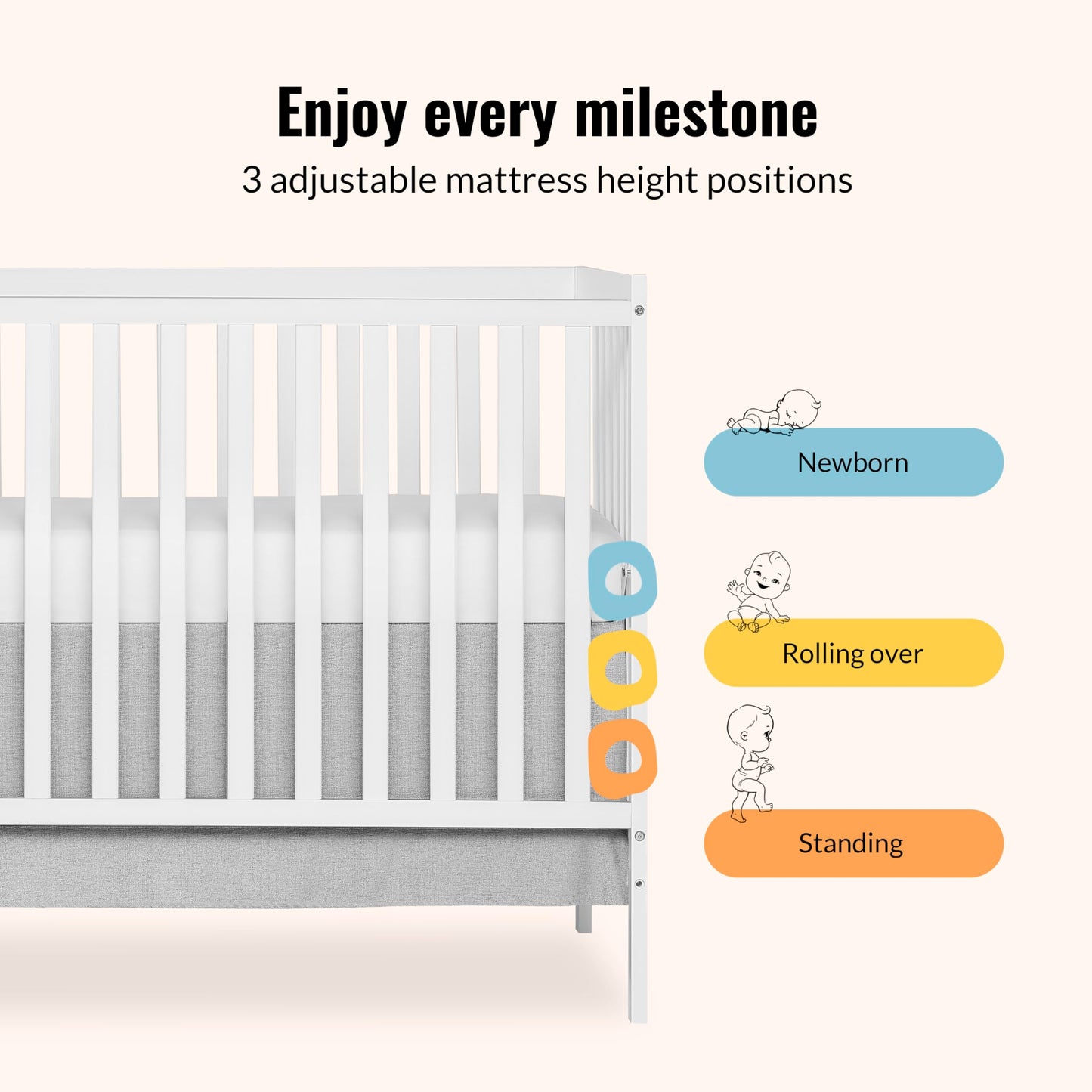 Dream On Me Synergy 5-In-1 Convertible Crib In White