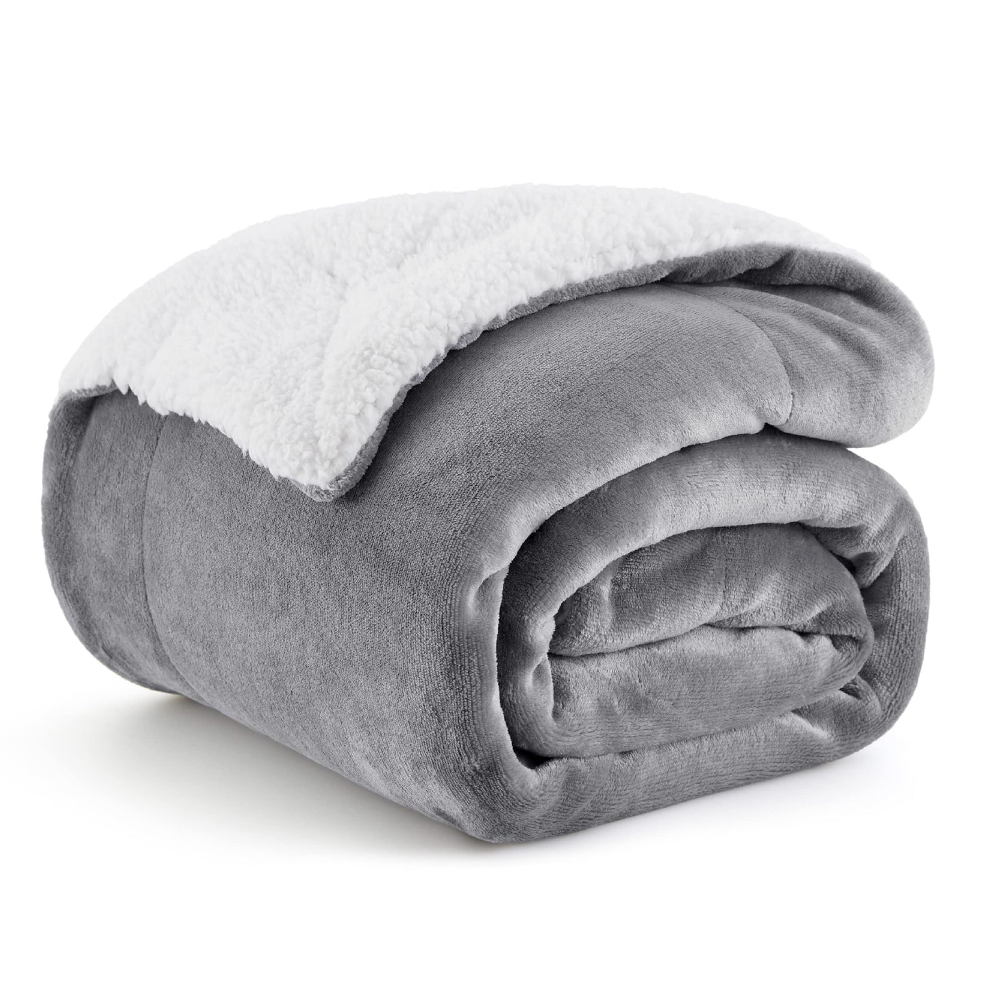 Bedsure Sherpa Fleece Throw Blanket, Grey, 50x60