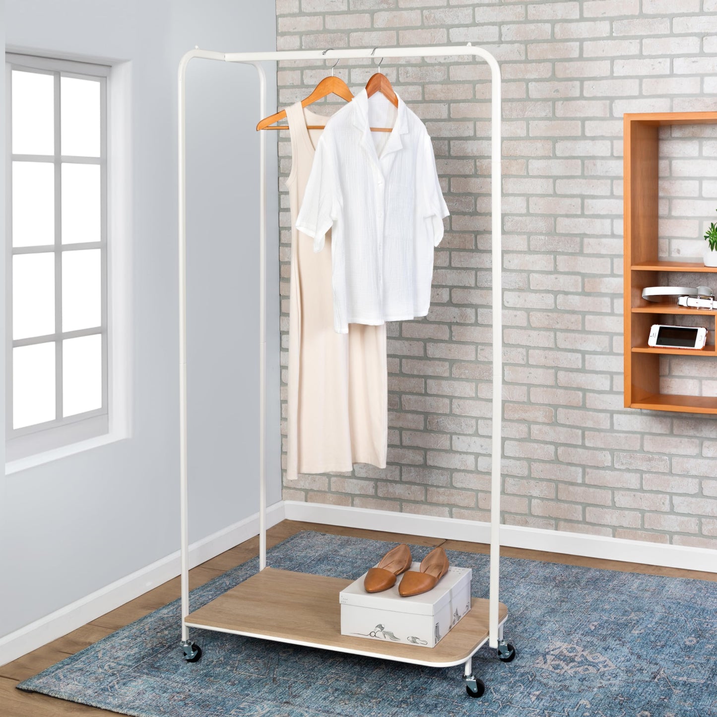 Honey-Can-Do Freestanding Clothes Rack with Shelf