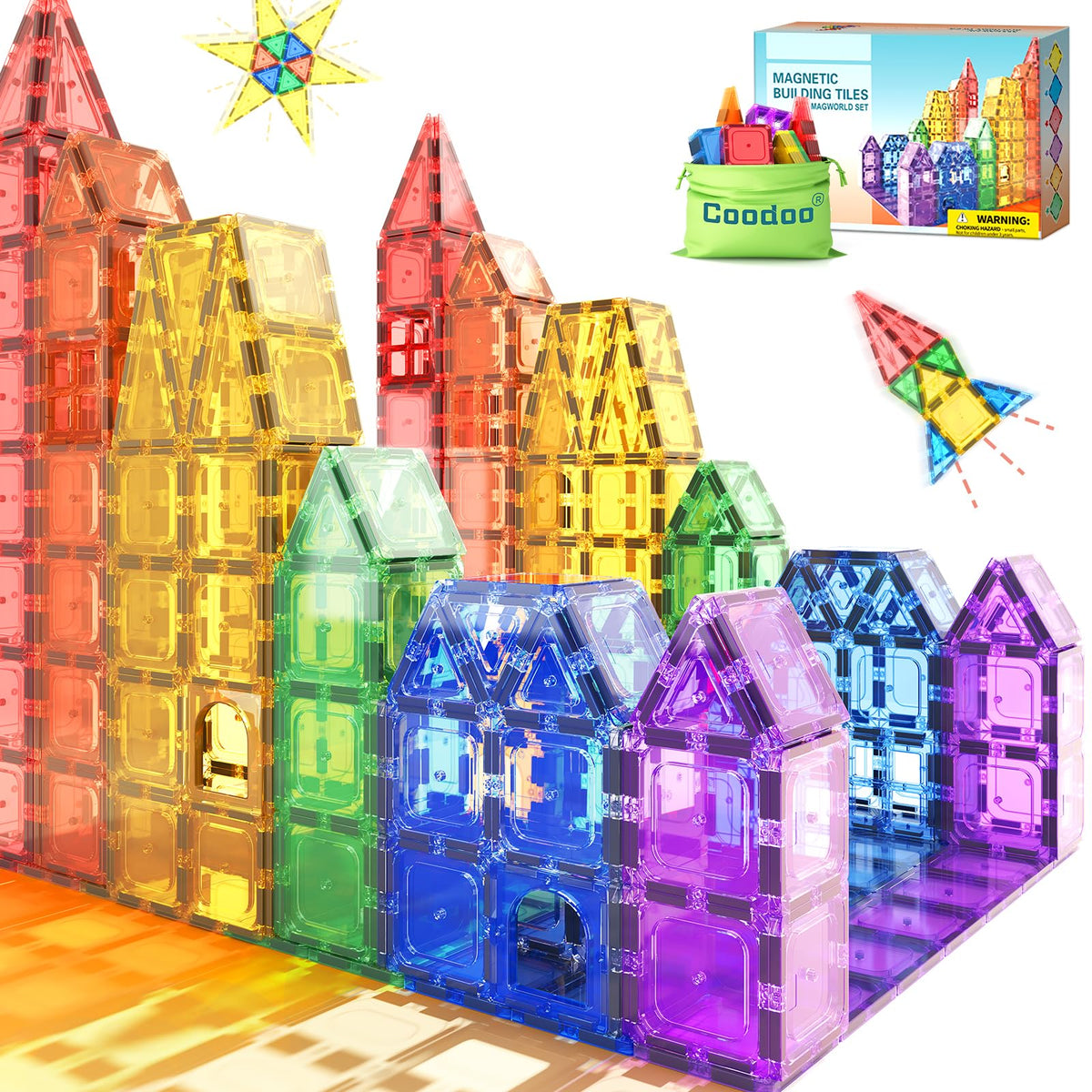 40 Piece Magnetic Tiles STEM Building Blocks Set