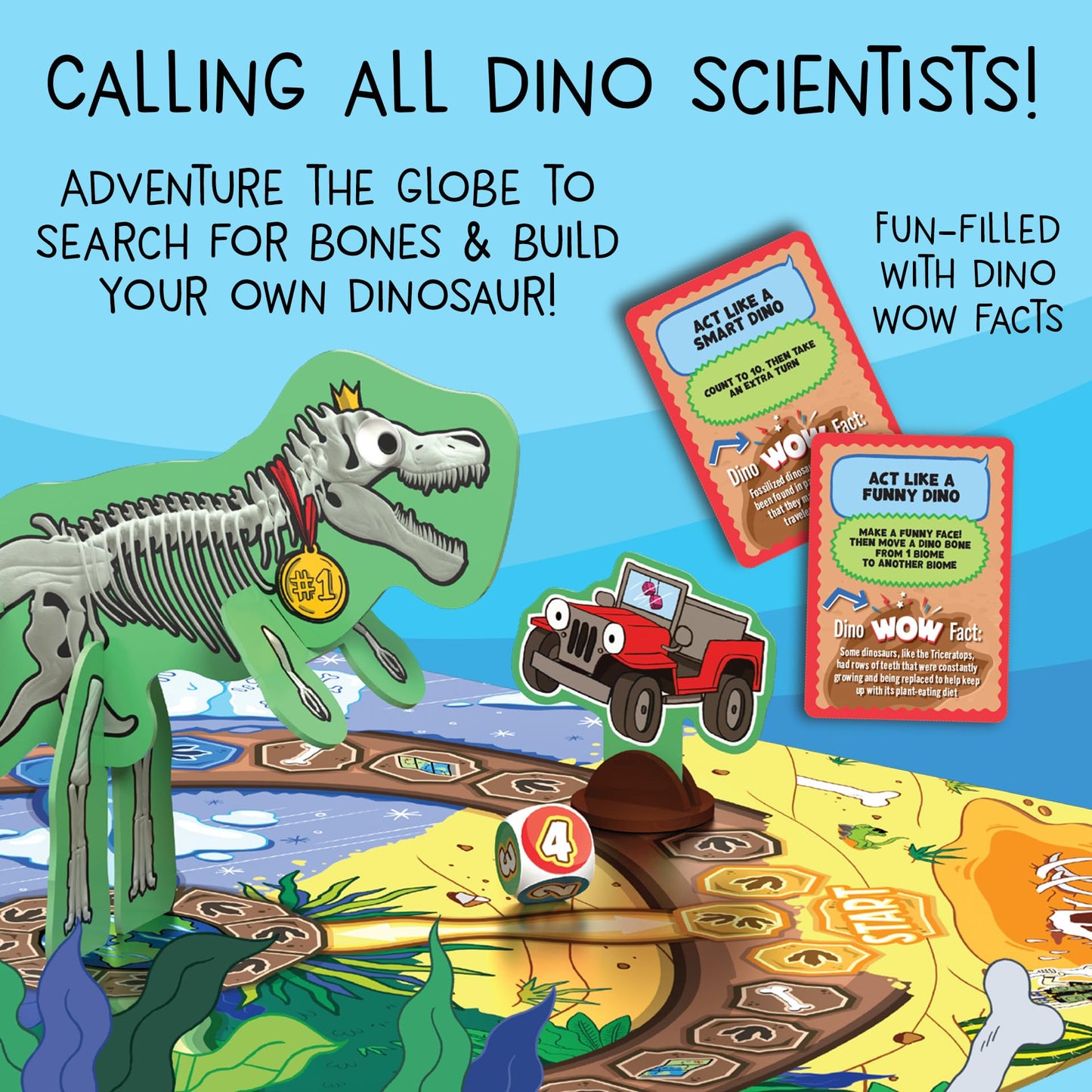 Dino Adventure Game for 2-4 Players, Ages 6+