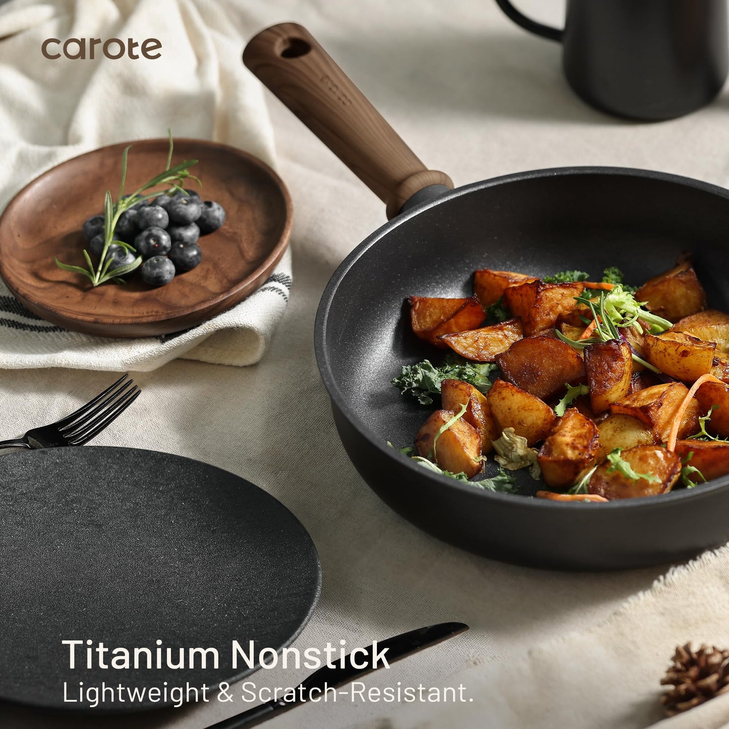 CAROTE Nonstick Frying Pan Set with Lid