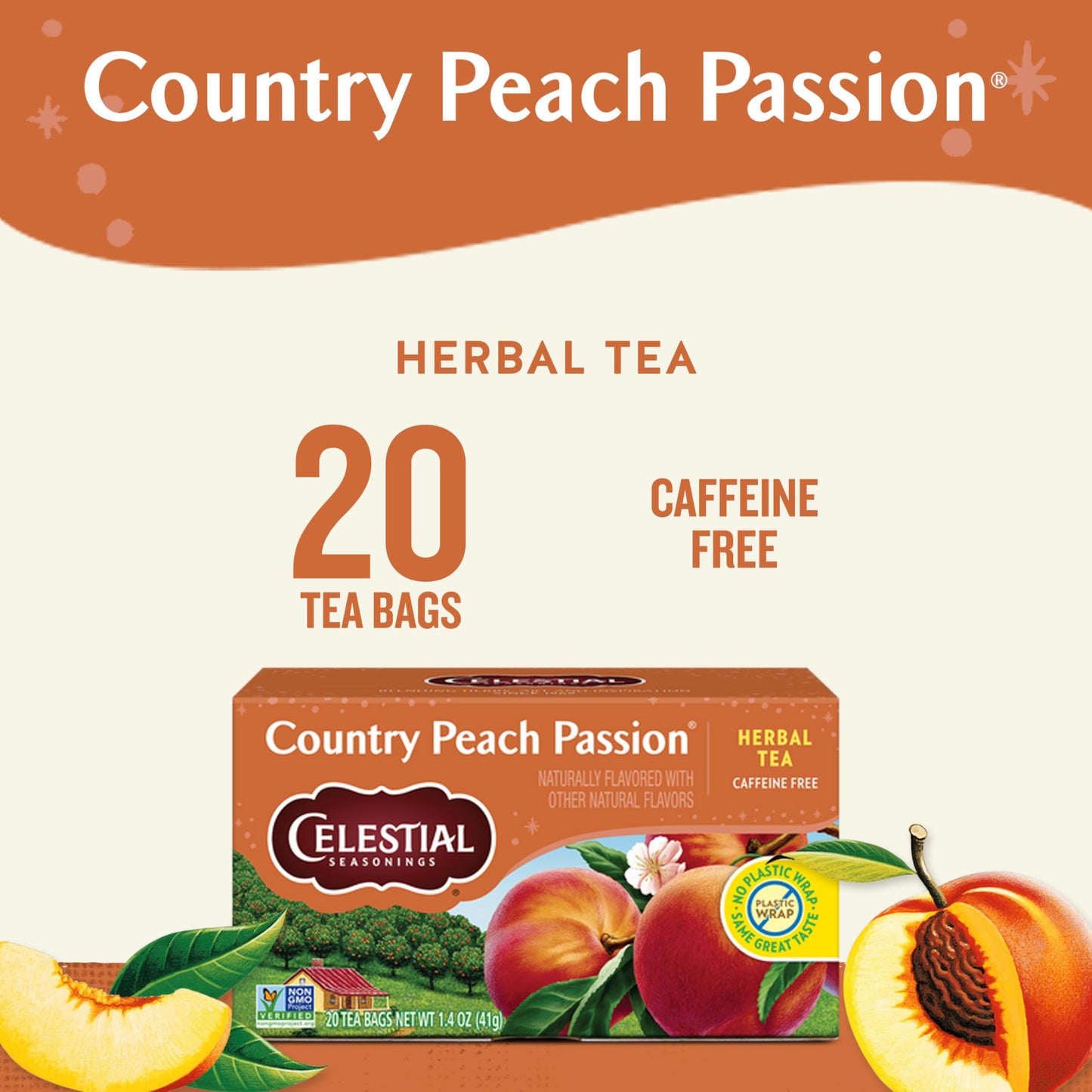 Celestial Seasonings Peach Passion Herbal Tea Bags