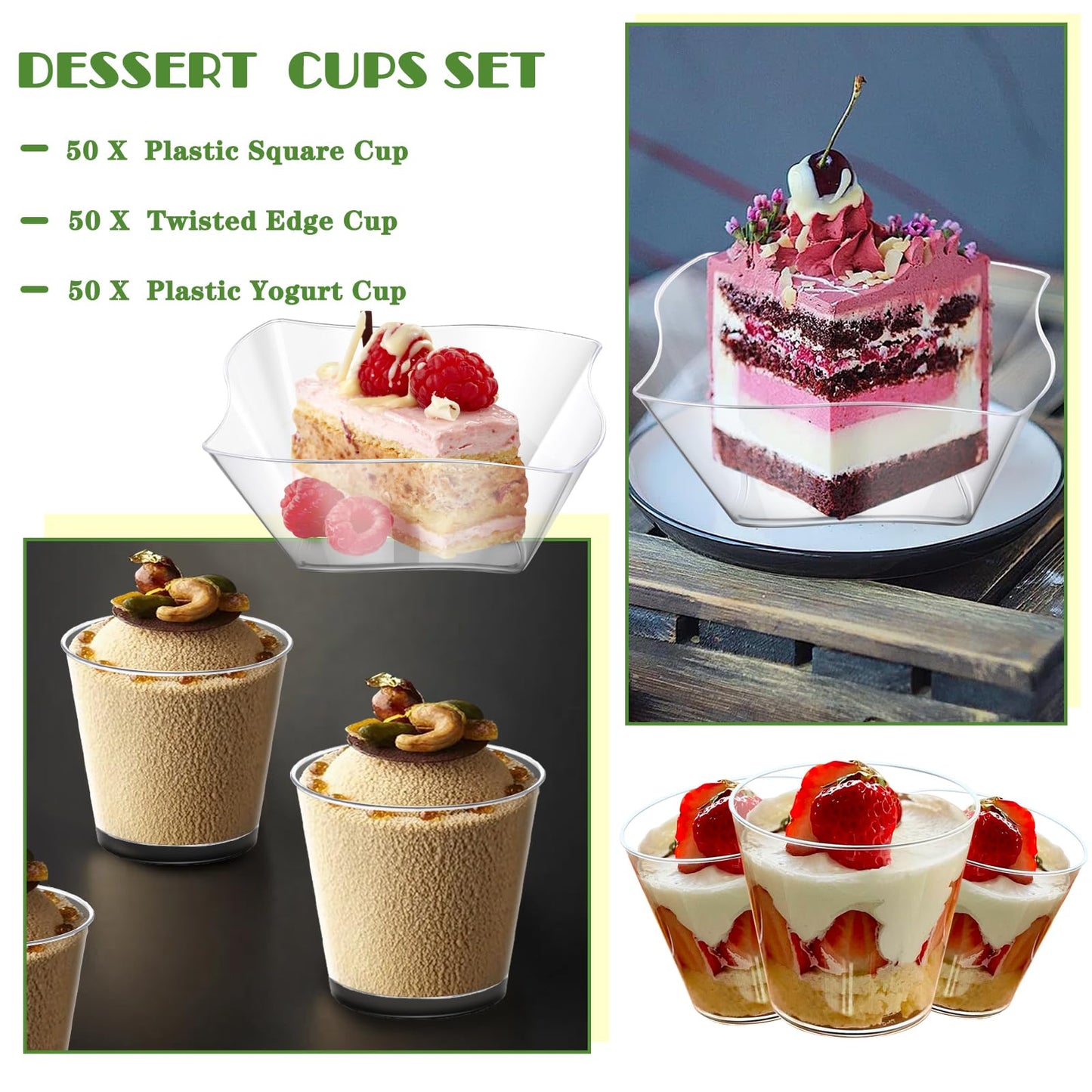 5oz Clear Plastic Dessert Cups, 300 Packs