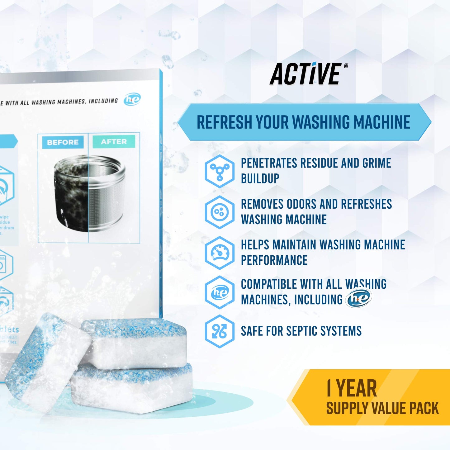 24 Pack Washing Machine Cleaner Tablets