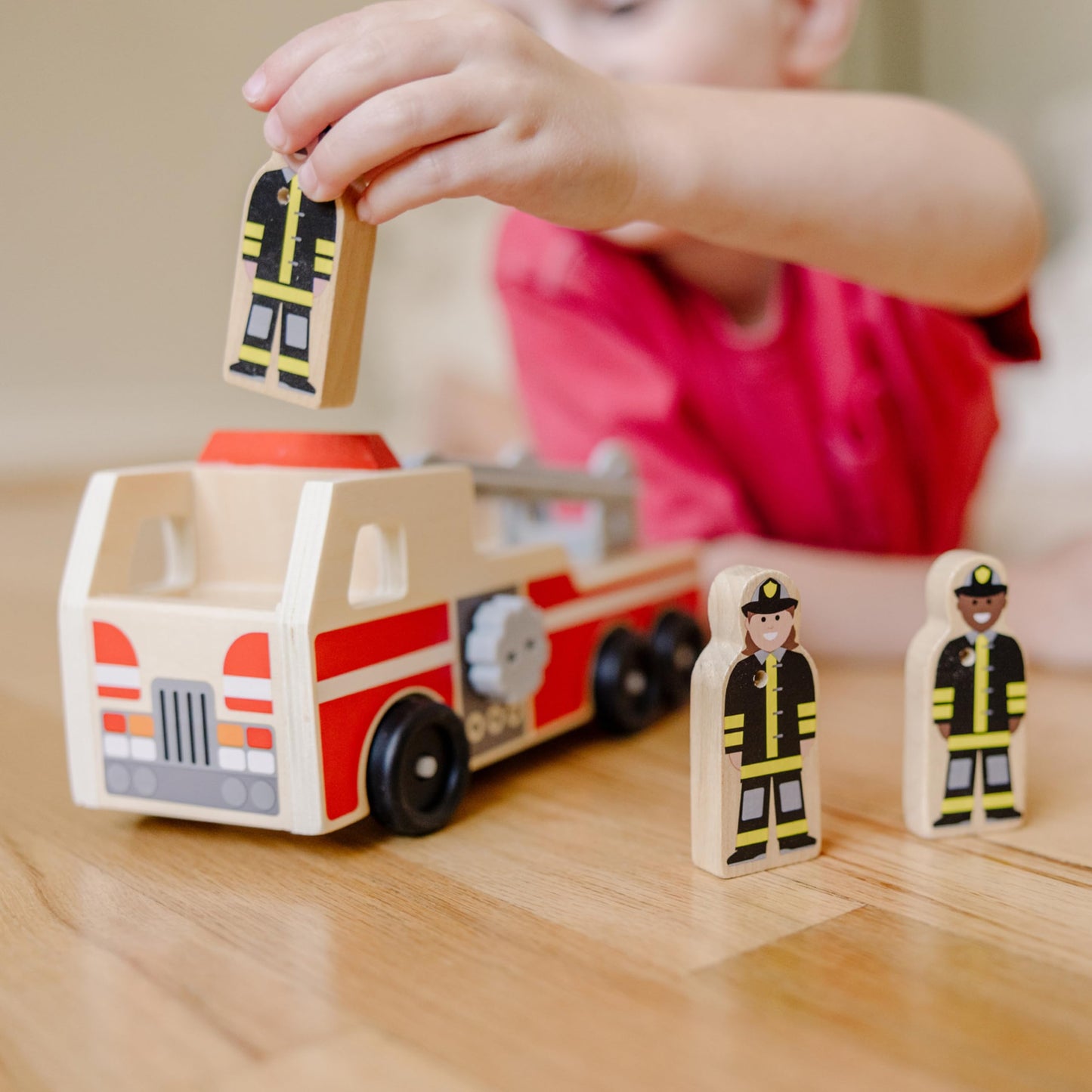 Melissa & Doug Wooden Fire Truck Toy Set