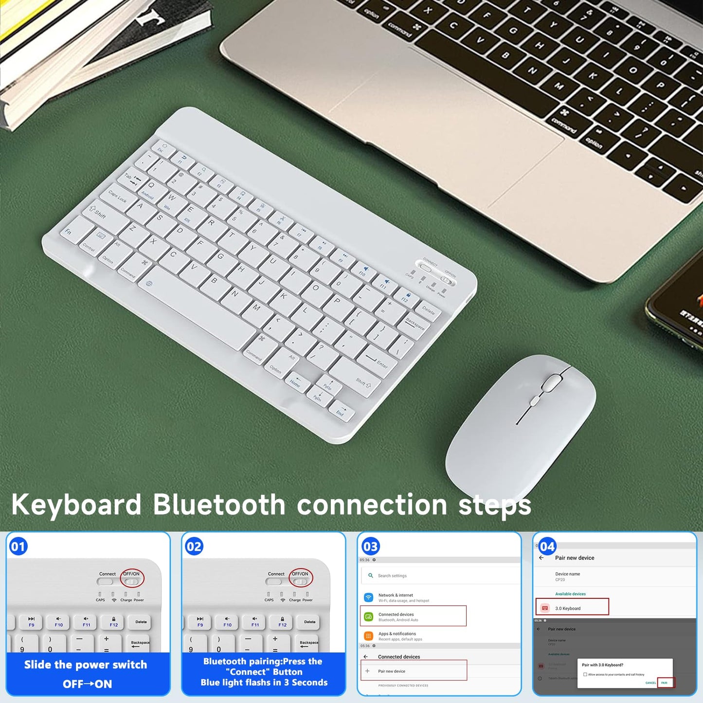 Wireless Bluetooth Keyboard and Mouse Combo