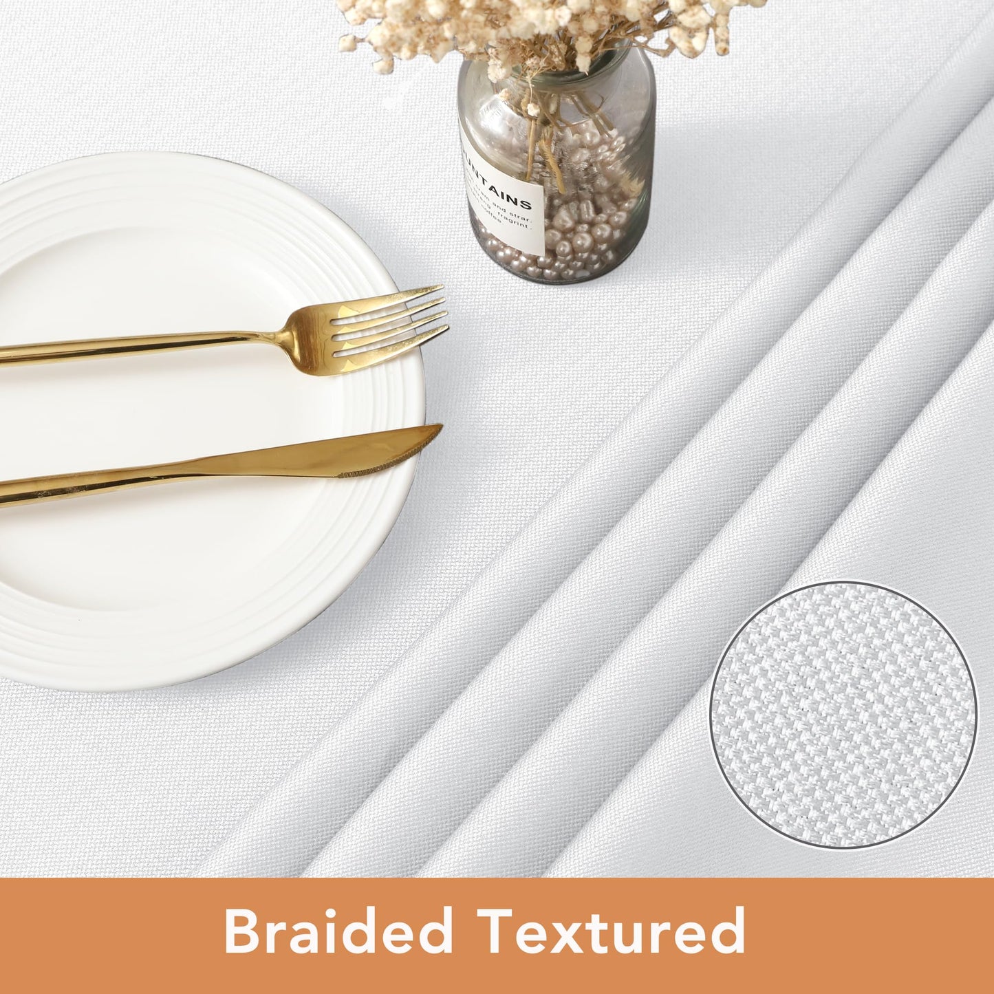BIFENBI 2 Pack Rectangle Tablecloth - 60x104 Inch - Linen Textured Table Cloth Wrinkle Free Washable Decorative Fabric Table Cover for Buffet Banquet Parties Event Holiday Dinner. White