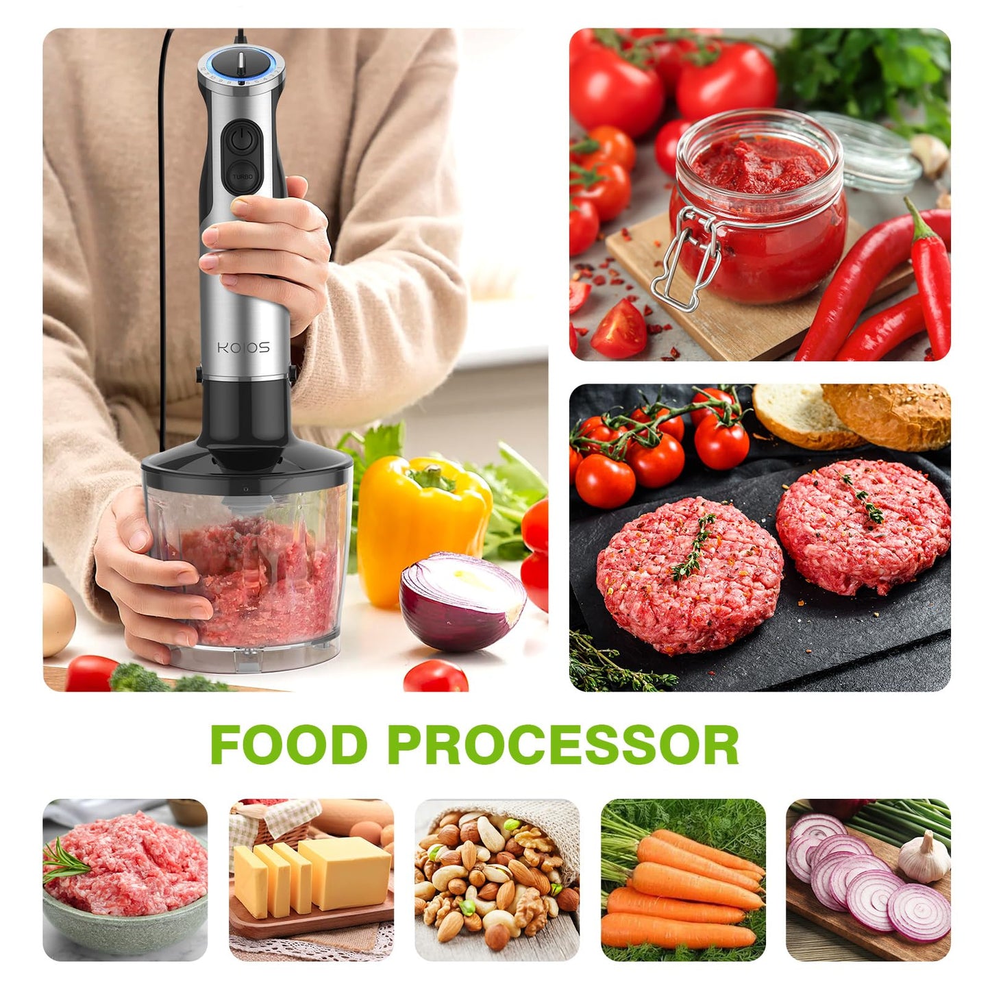 5-in-1 KOIOS Immersion Hand Blender with Turbo
