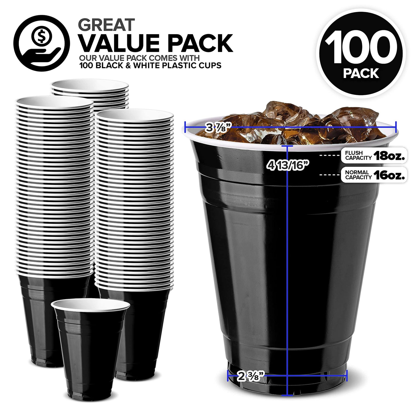 Stock Your Home 16oz Disposable Plastic Cups - 100 Count