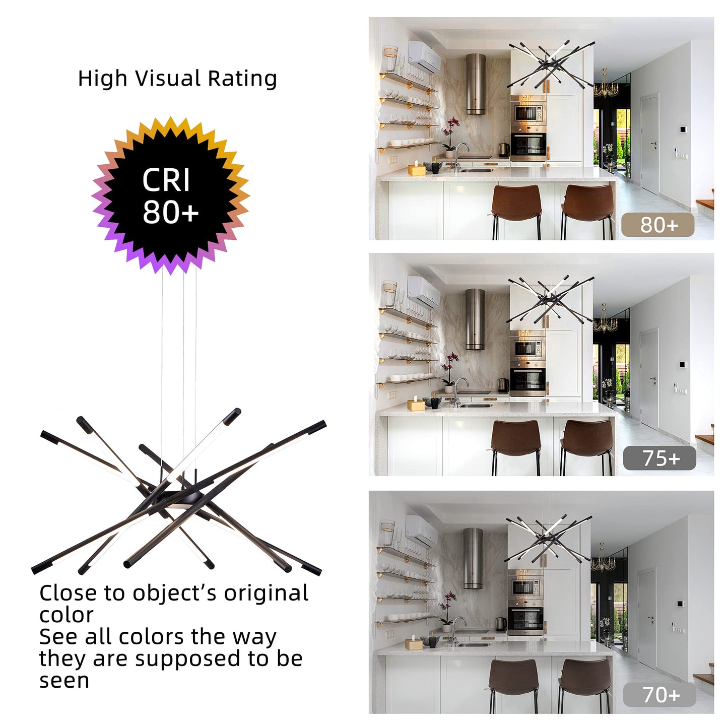 Dimmable Black Sputnik Ceiling Light Fixture