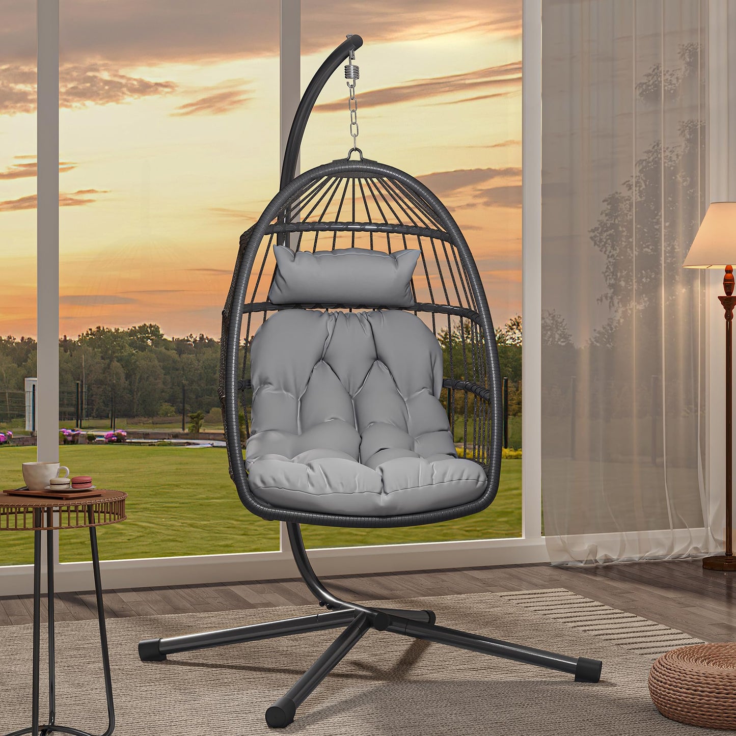 YITAHOME Egg Swing Chair with Stand and Cushions