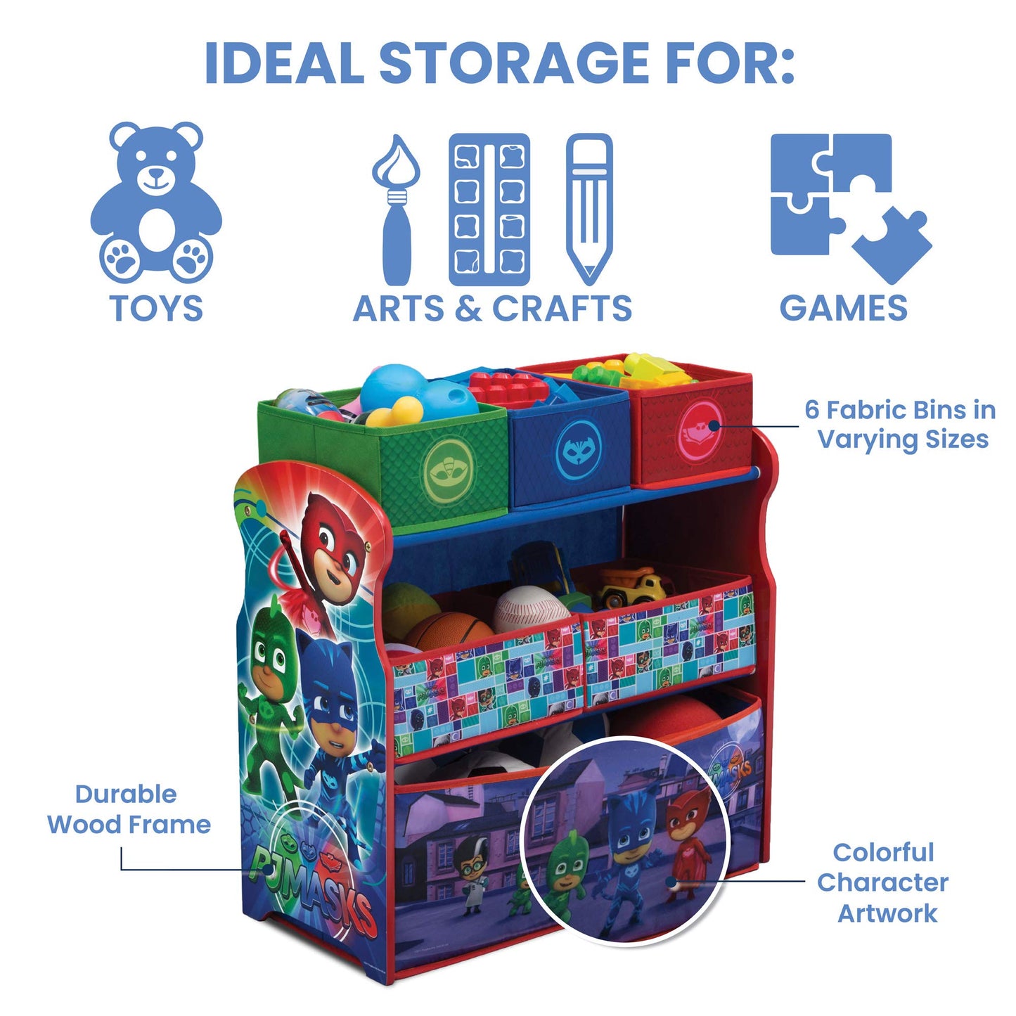 Delta Children Multi-Bin Toy Organizer, PJ Masks