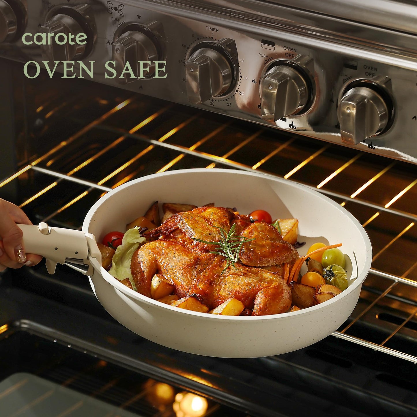 CAROTE 15-Piece Nonstick Cookware Set with Handles