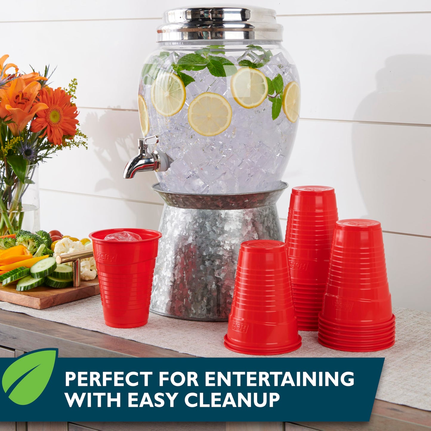 Hefty Compostable Red Party Cups, 18 oz, 48 Count