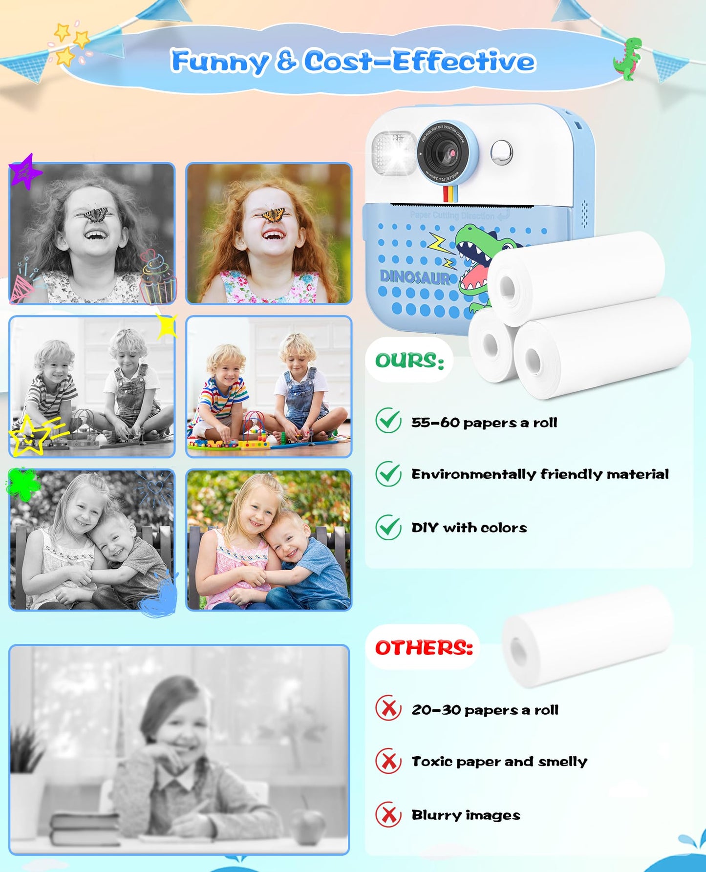 Kids Digital Camera with Instant Print Feature