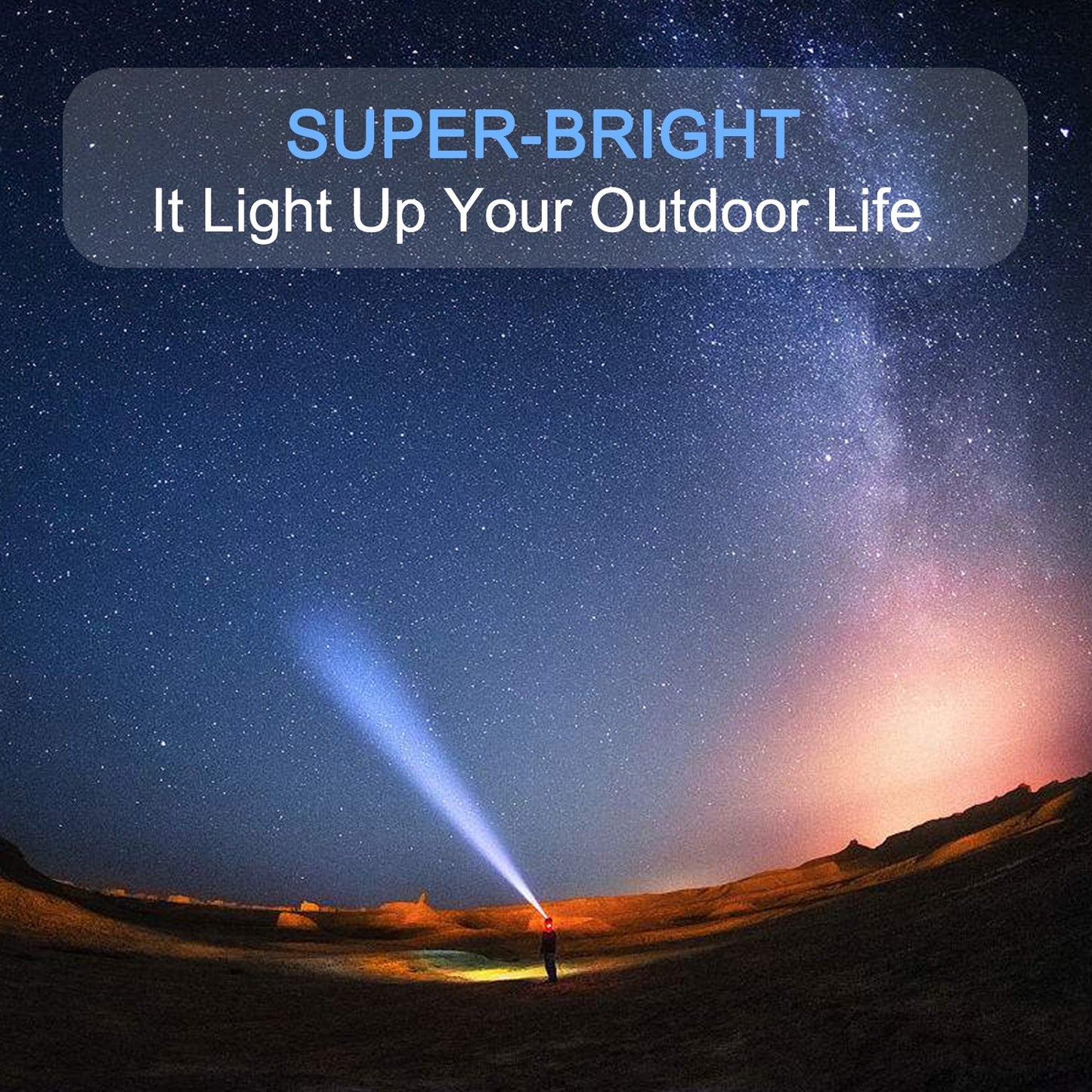 MODOAO 1500LM LED Waterproof Tactical Flashlight with 5 Light Modes for Hiking, Camping, Emergency (1 Pack)