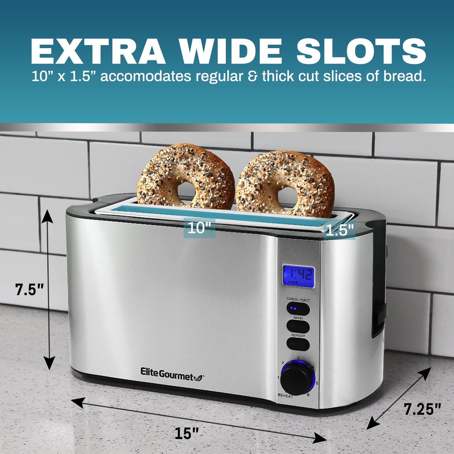 Elite Gourmet 4-Slice Toaster with Warming Rack