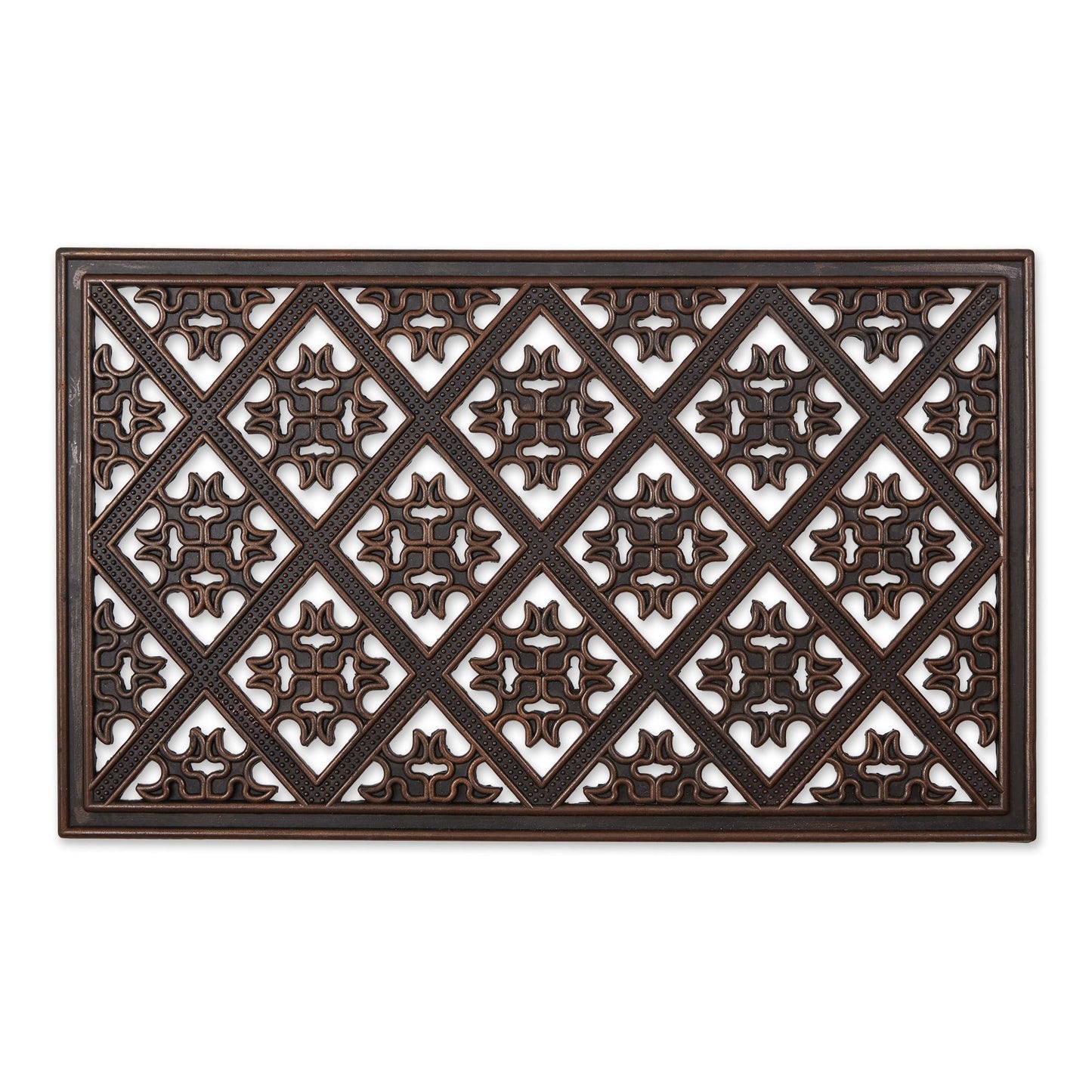 DII All Weather Rubber Doormat, Brown Lattice