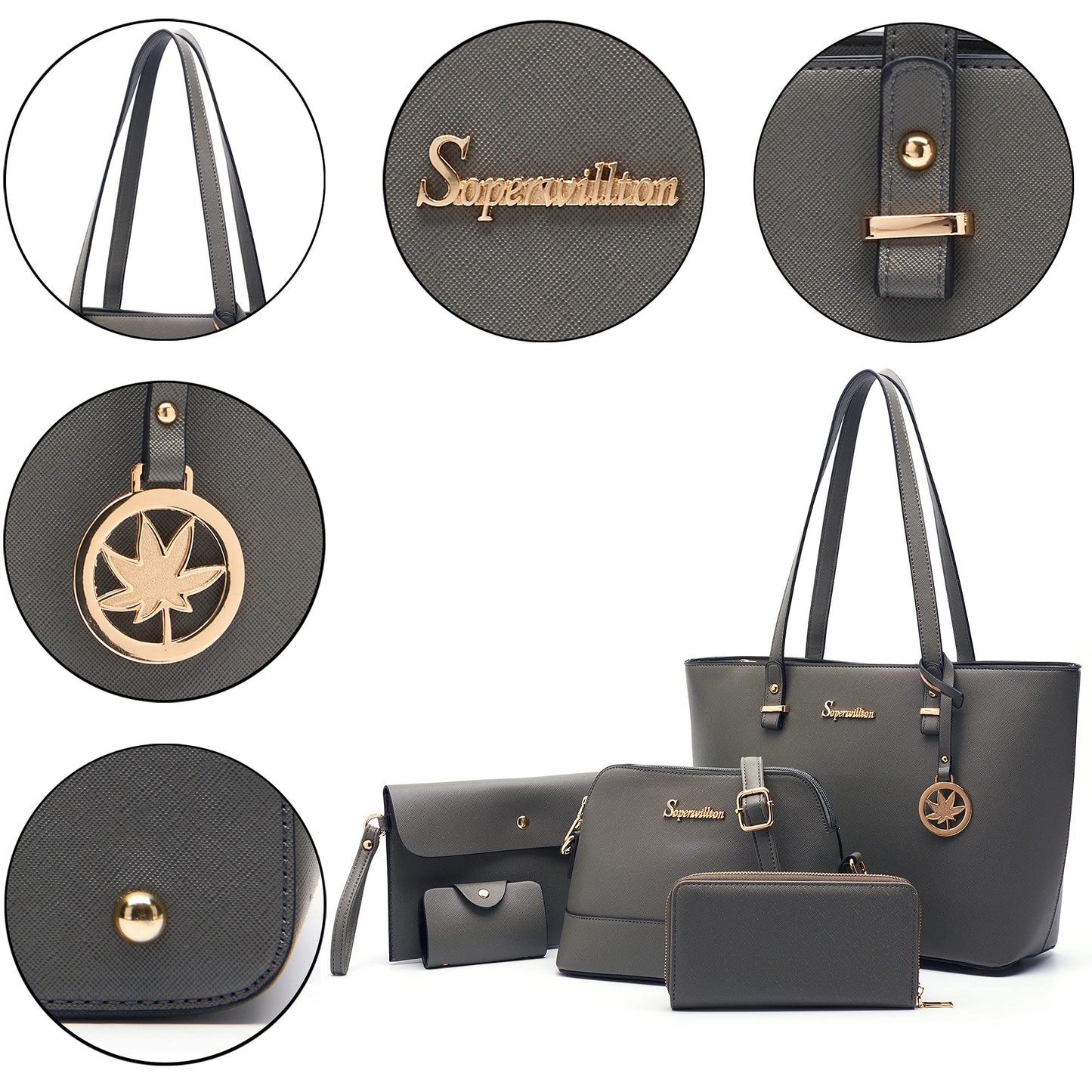 5-Piece Soperwillton Tote and Shoulder Bag Set