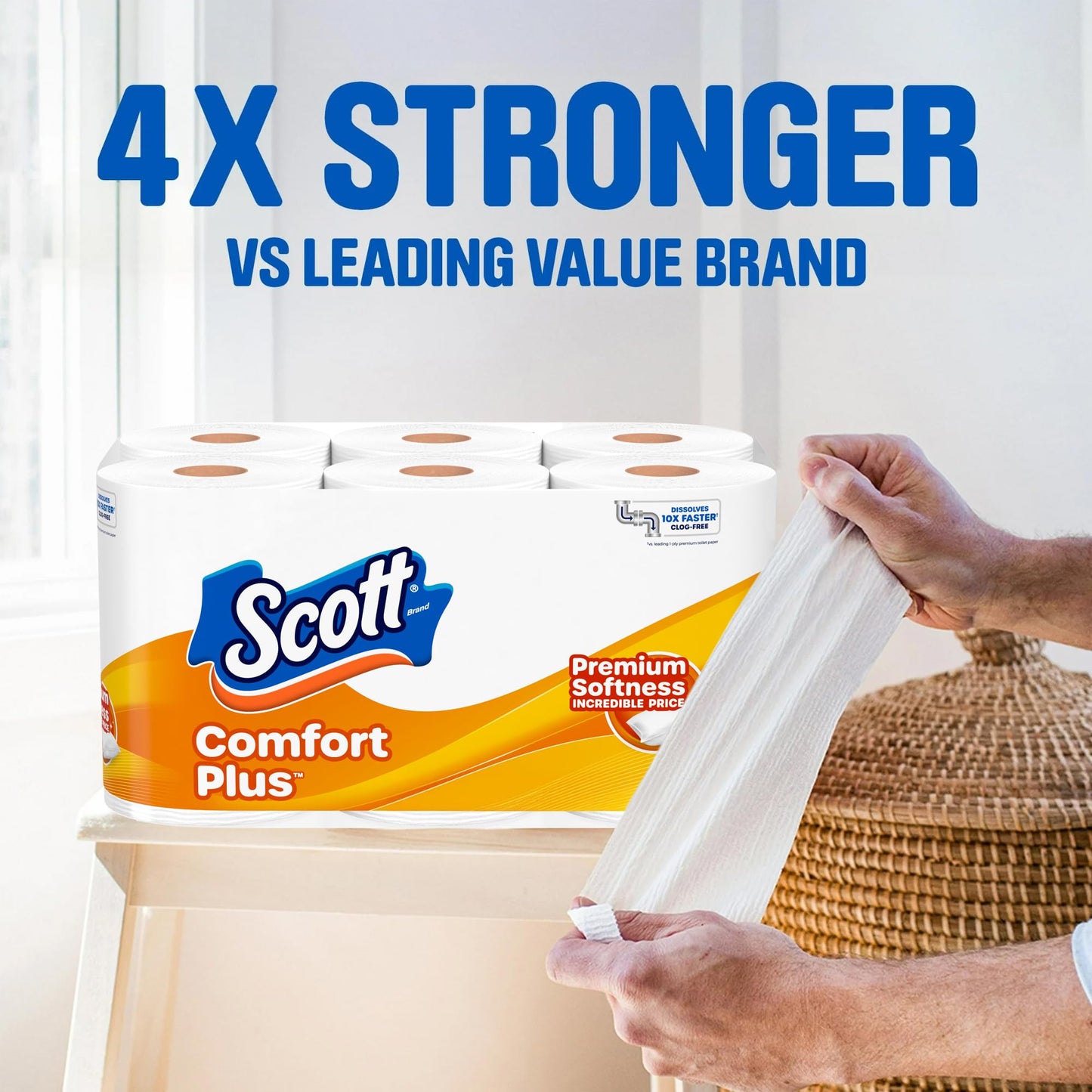 Scott ComfortPlus Toilet Paper, 12 Double Rolls