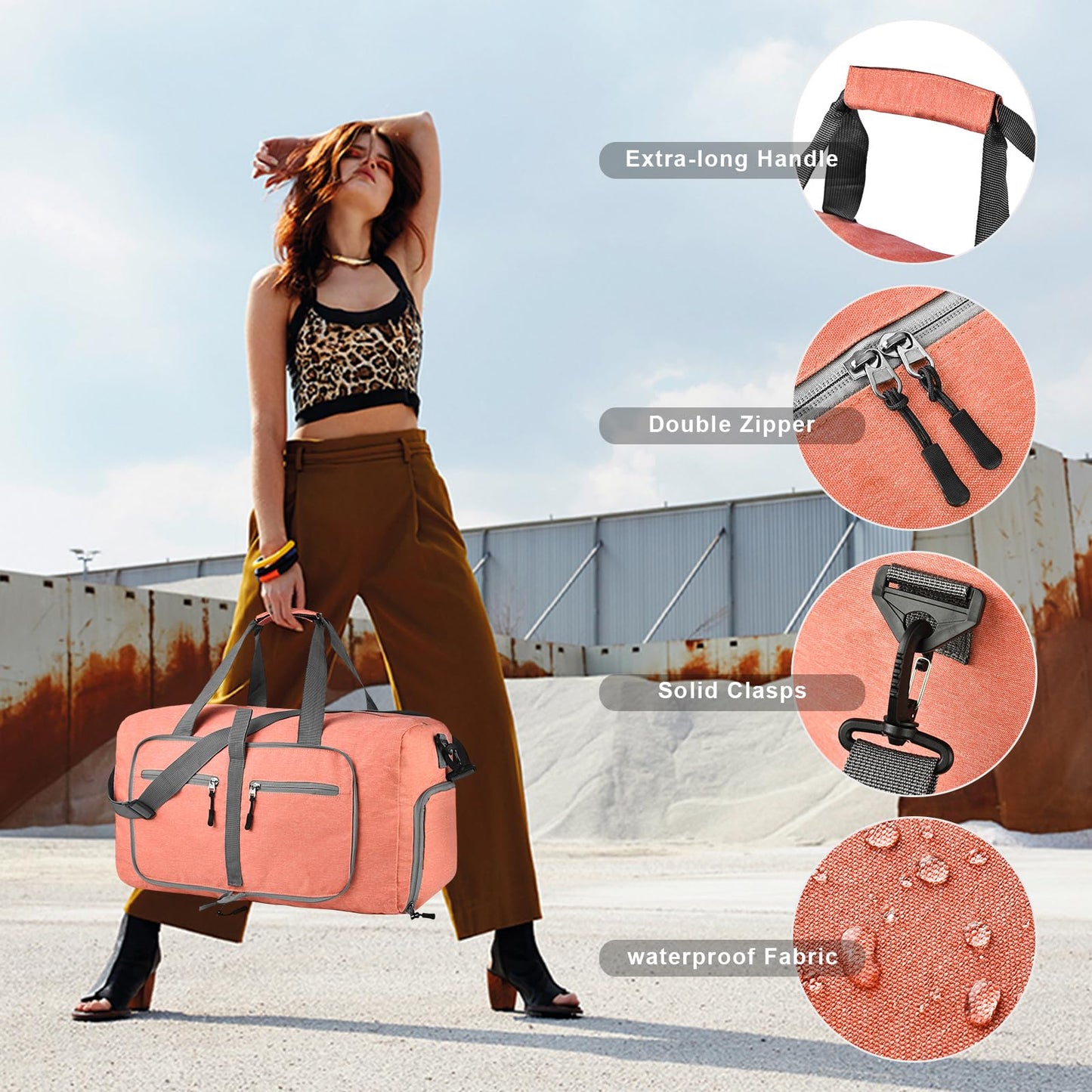 65L Travel Duffle Bag with Shoe Compartment