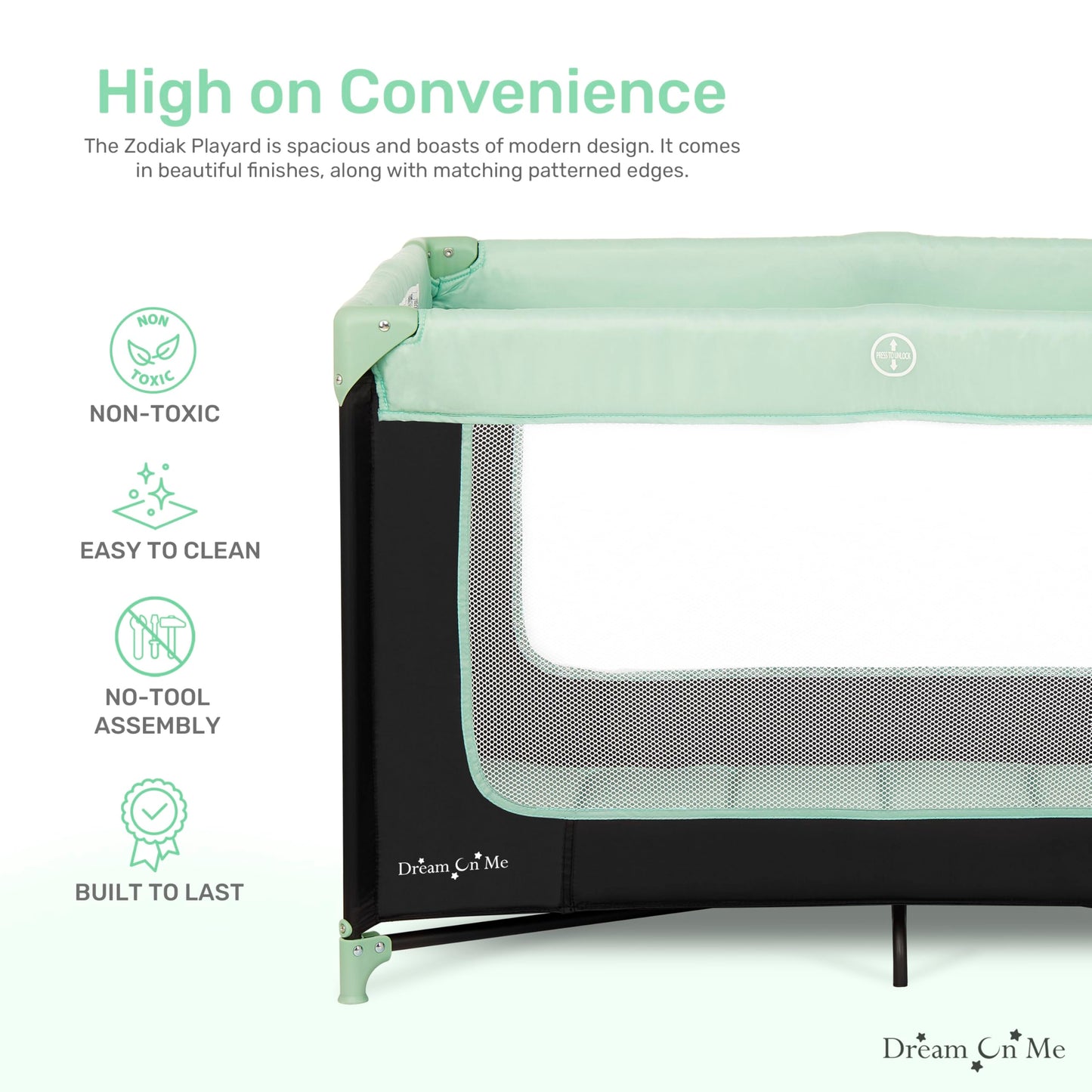 Dream On Me Zodiak Portable Baby Playard in Mint