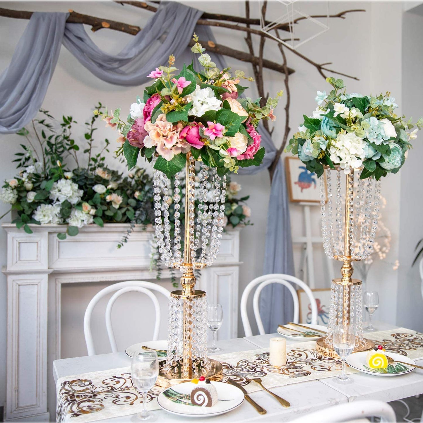 Gold Floor Vase Set for Wedding Centerpieces