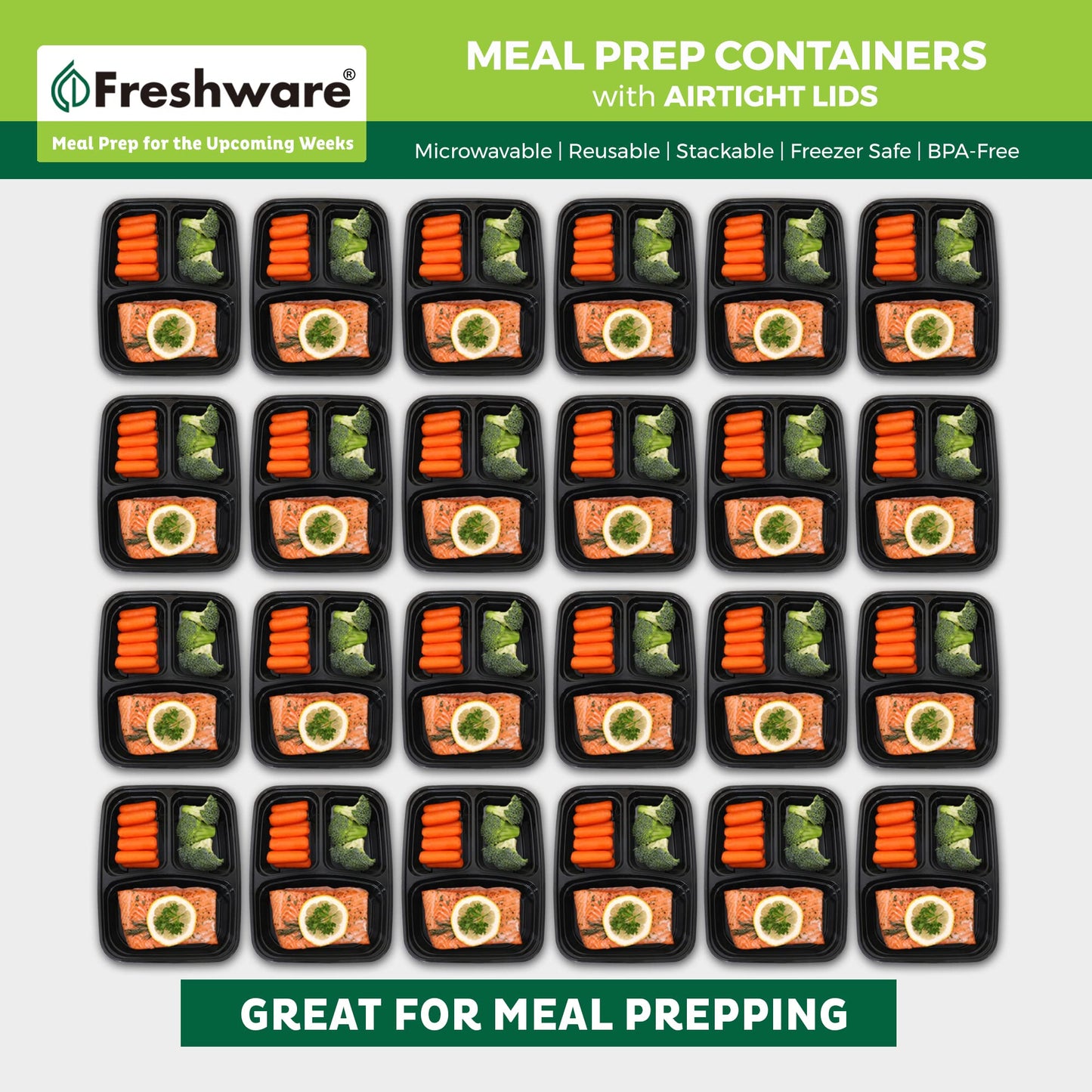 21 Pack Freshware Meal Prep Containers with Lids