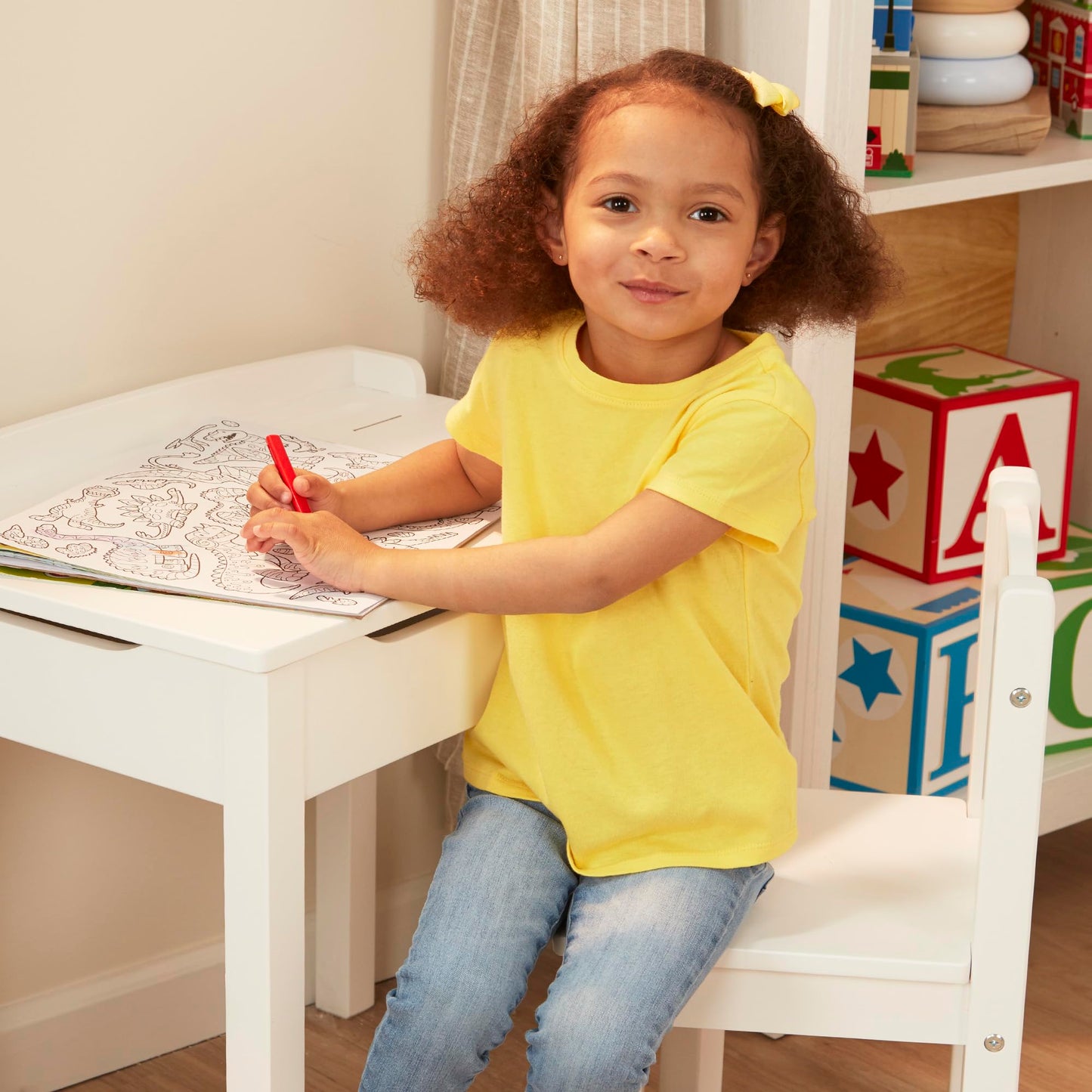 Melissa & Doug White Lift-Top Desk & Chair Set