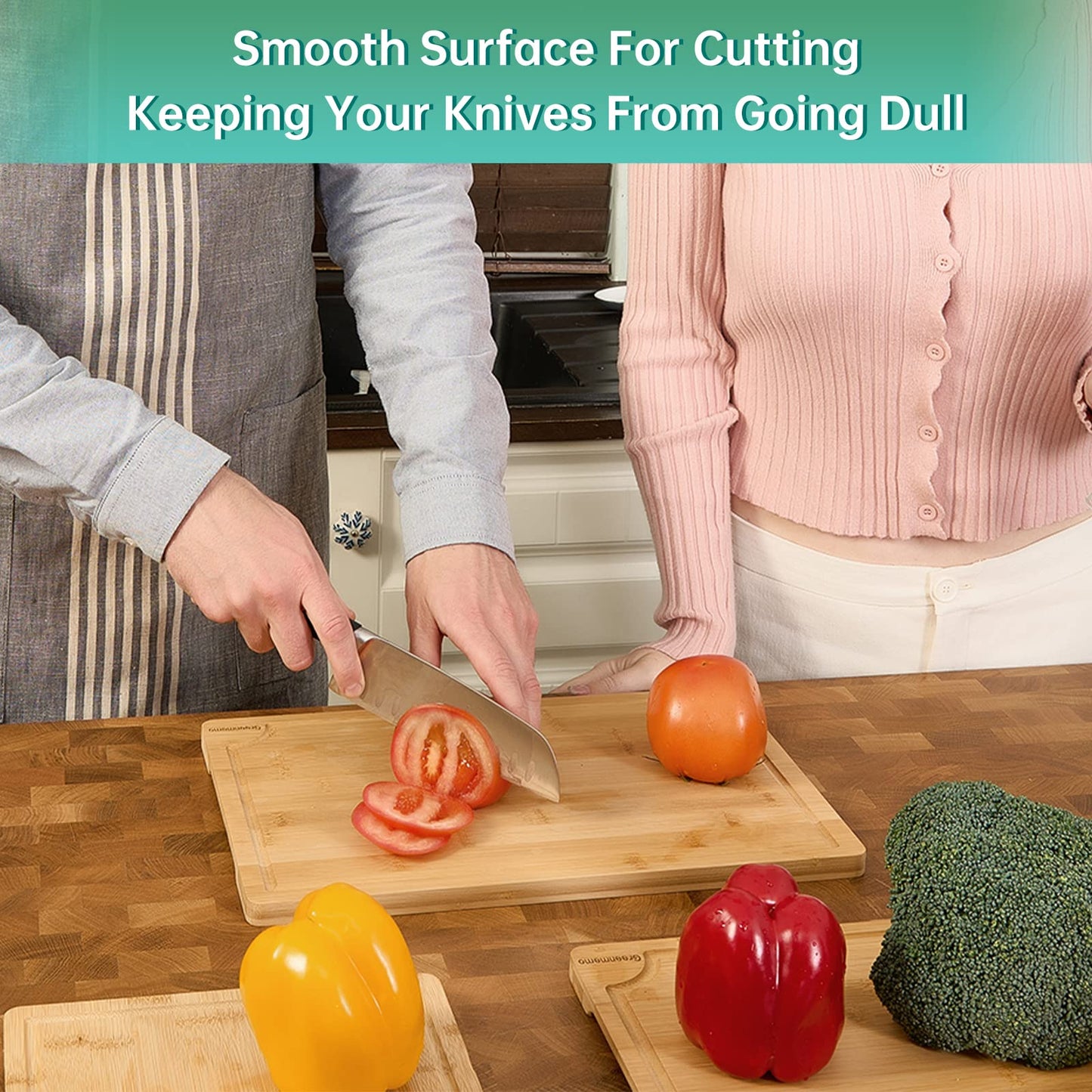 Bamboo Cutting Board Set with Juice Grooves