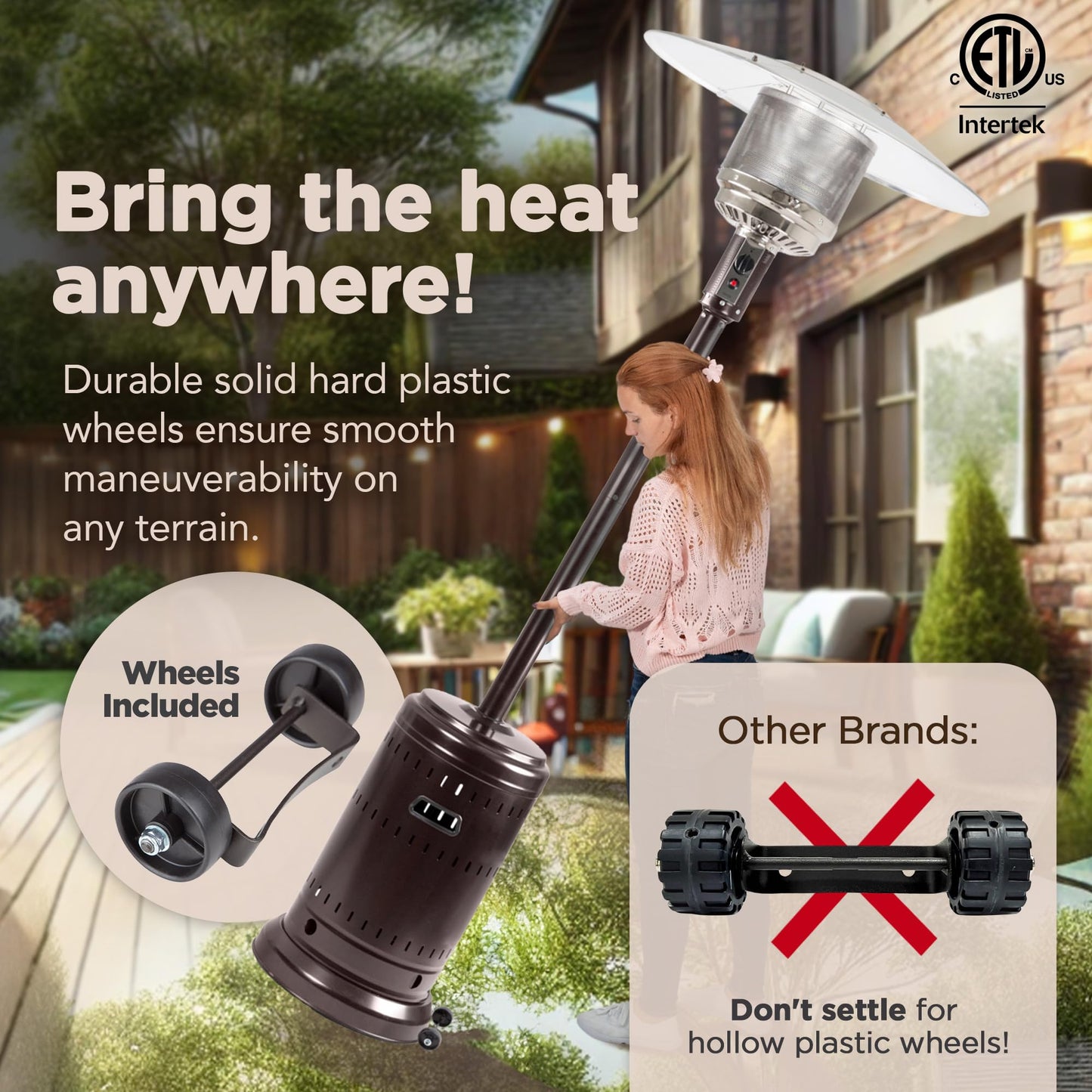 Amazon Basics Outdoor Propane Patio Heater with Wheels