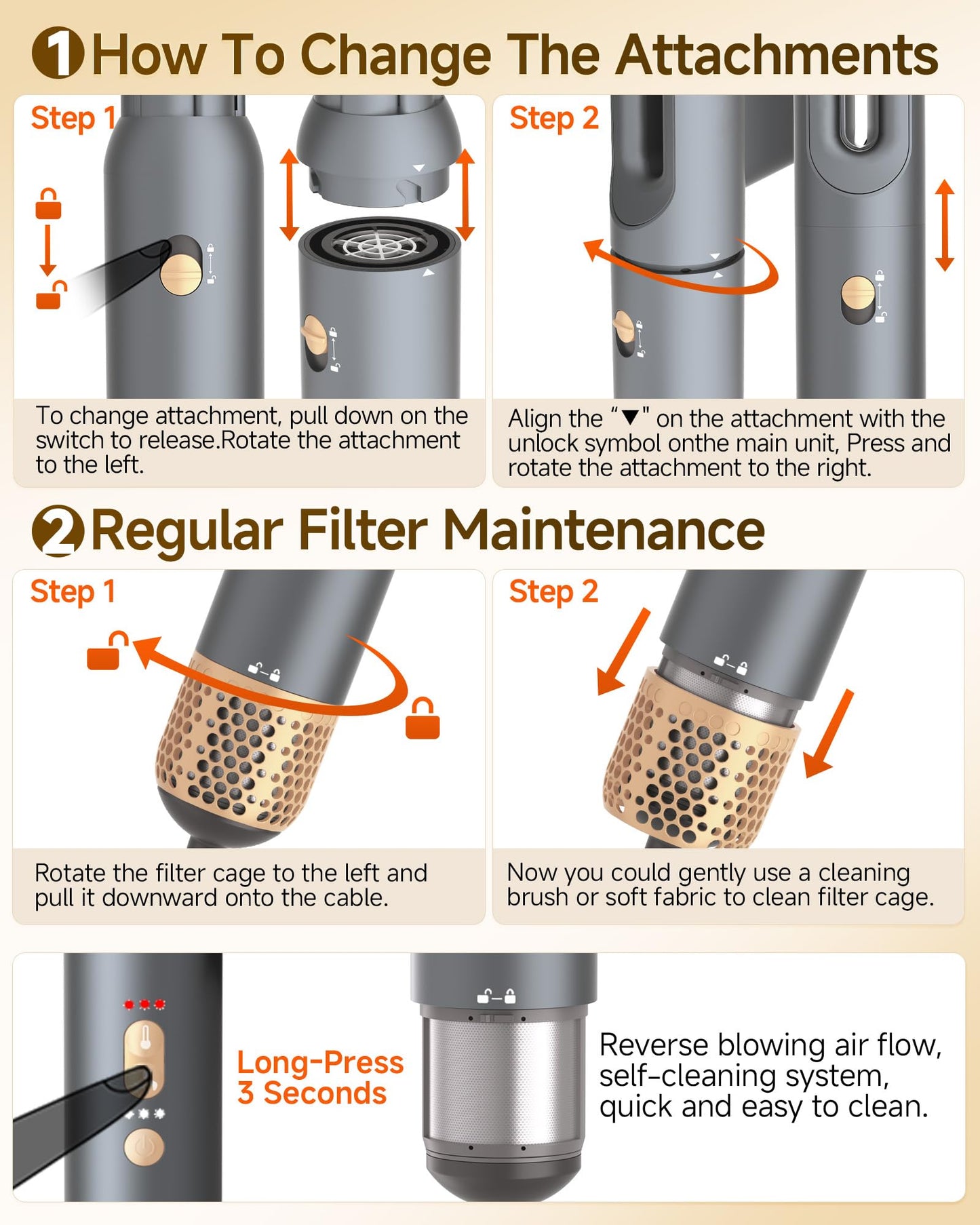 6-in-1 Hair Dryer Brush Styler with Attachments