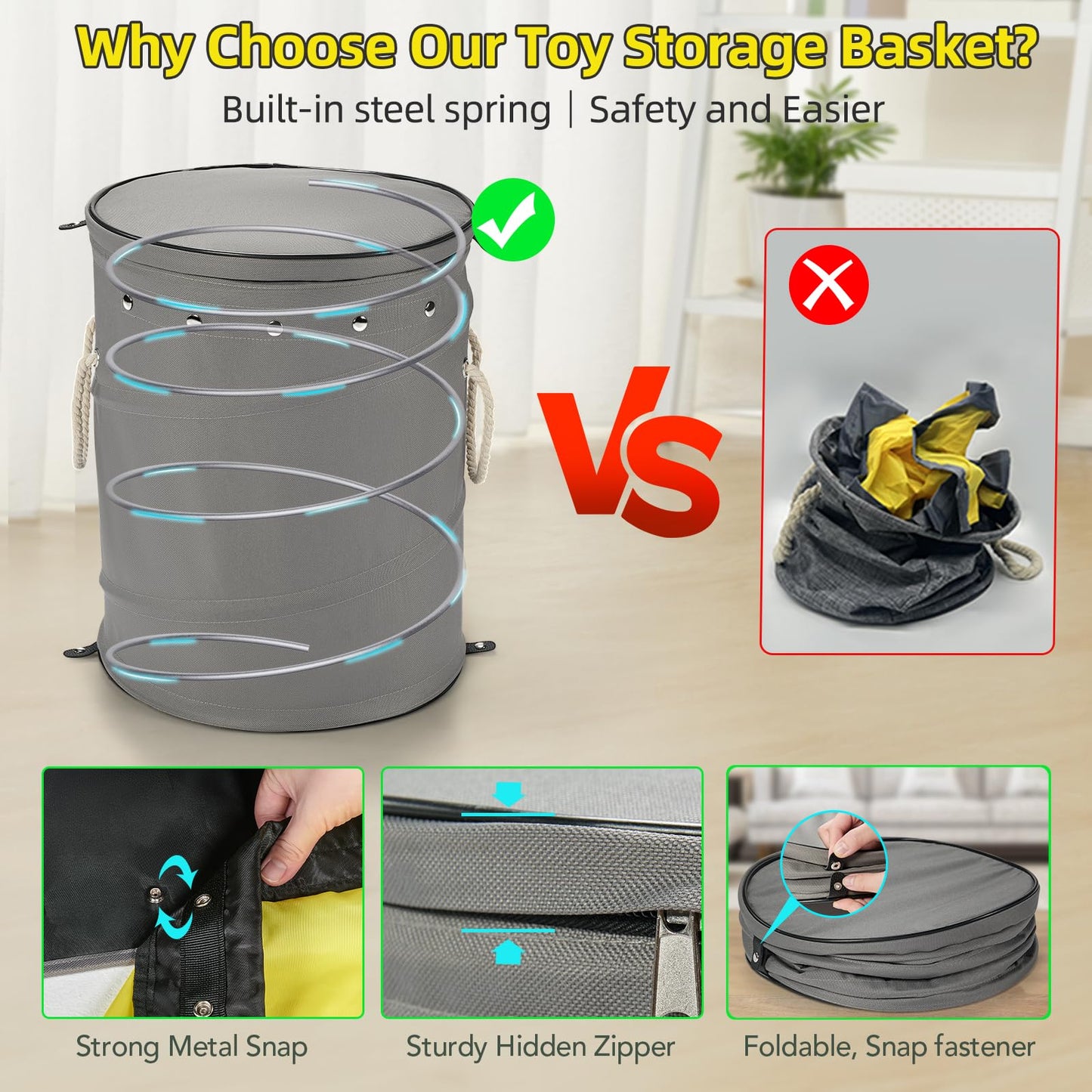 Toy Storage Basket with Play Mat for Kids