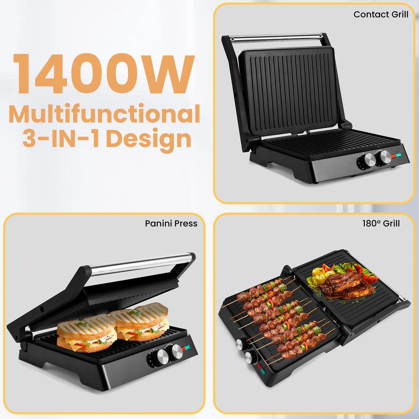 1400W Panini Grill Press by Pukomc