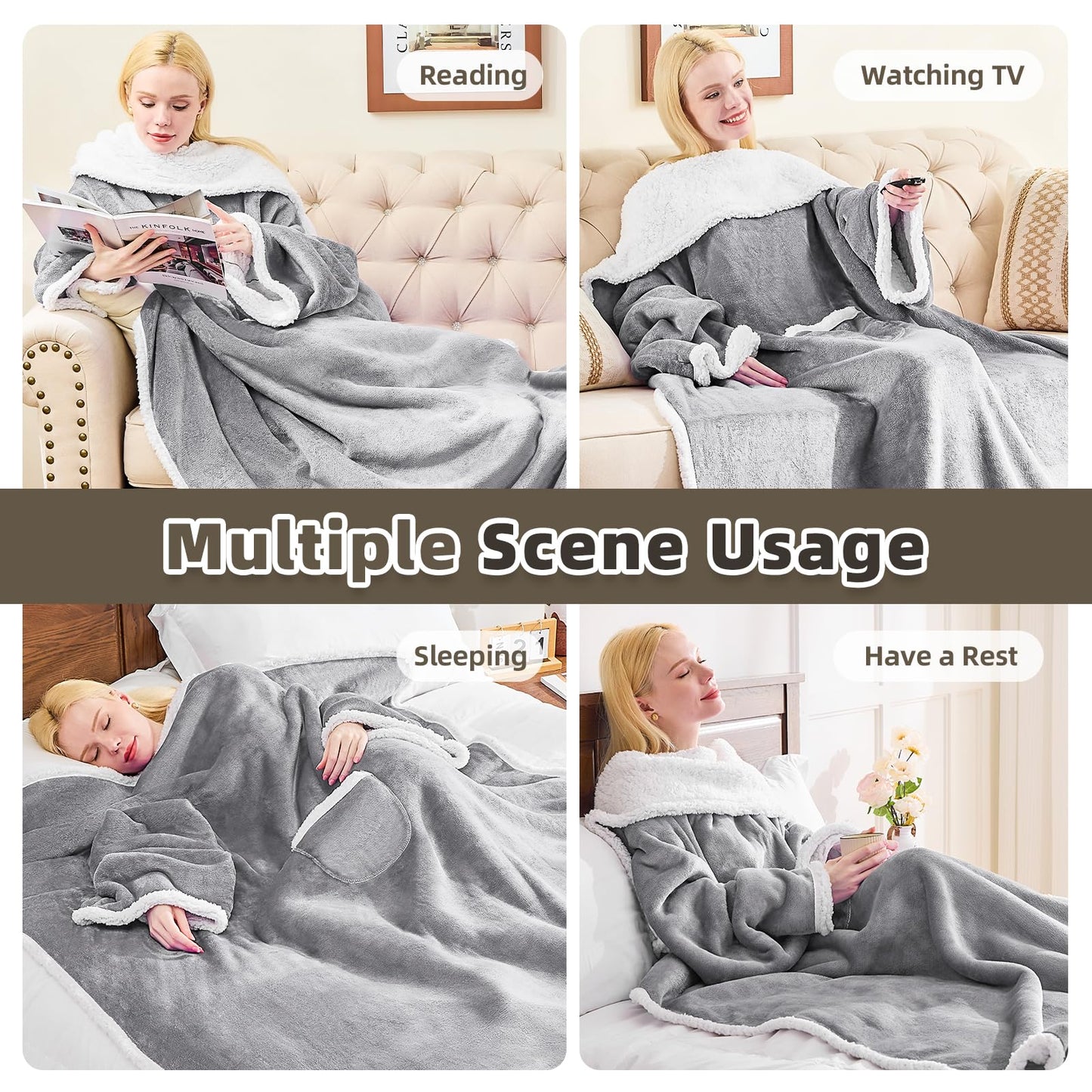 IFNOW Cozy Wearable Blanket with Sleeves