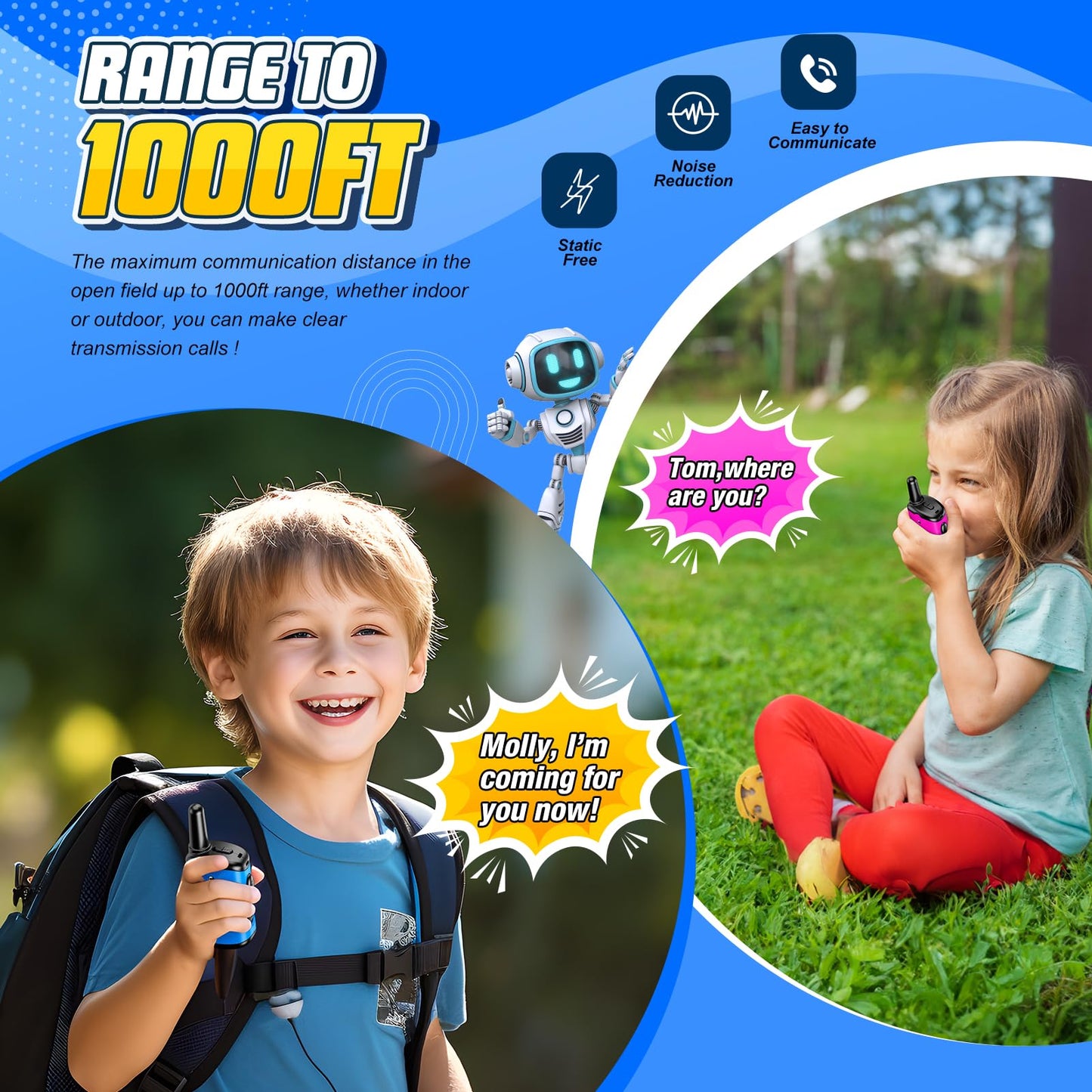 Mini Robots Walkie Talkies for Kids 3-8