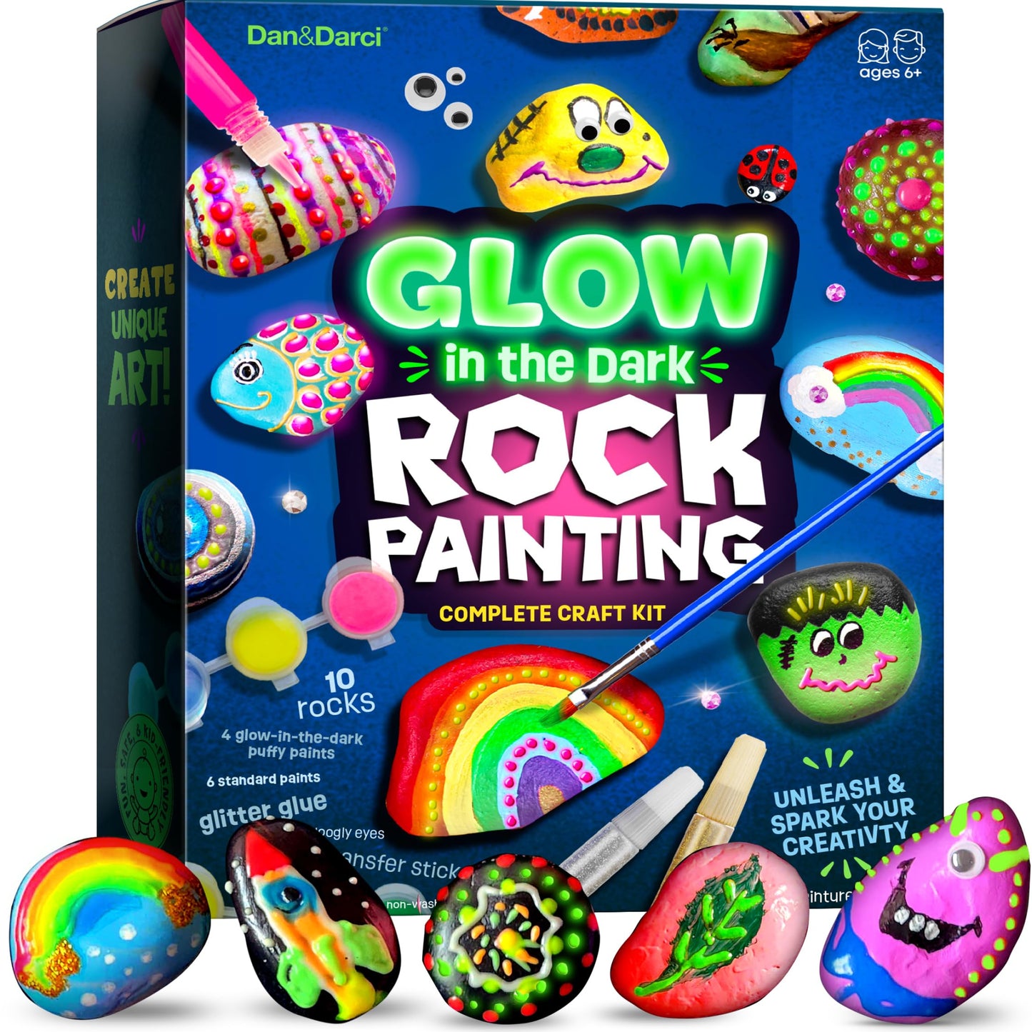 Dan&Darci Rock Painting Kit - Glow in Dark