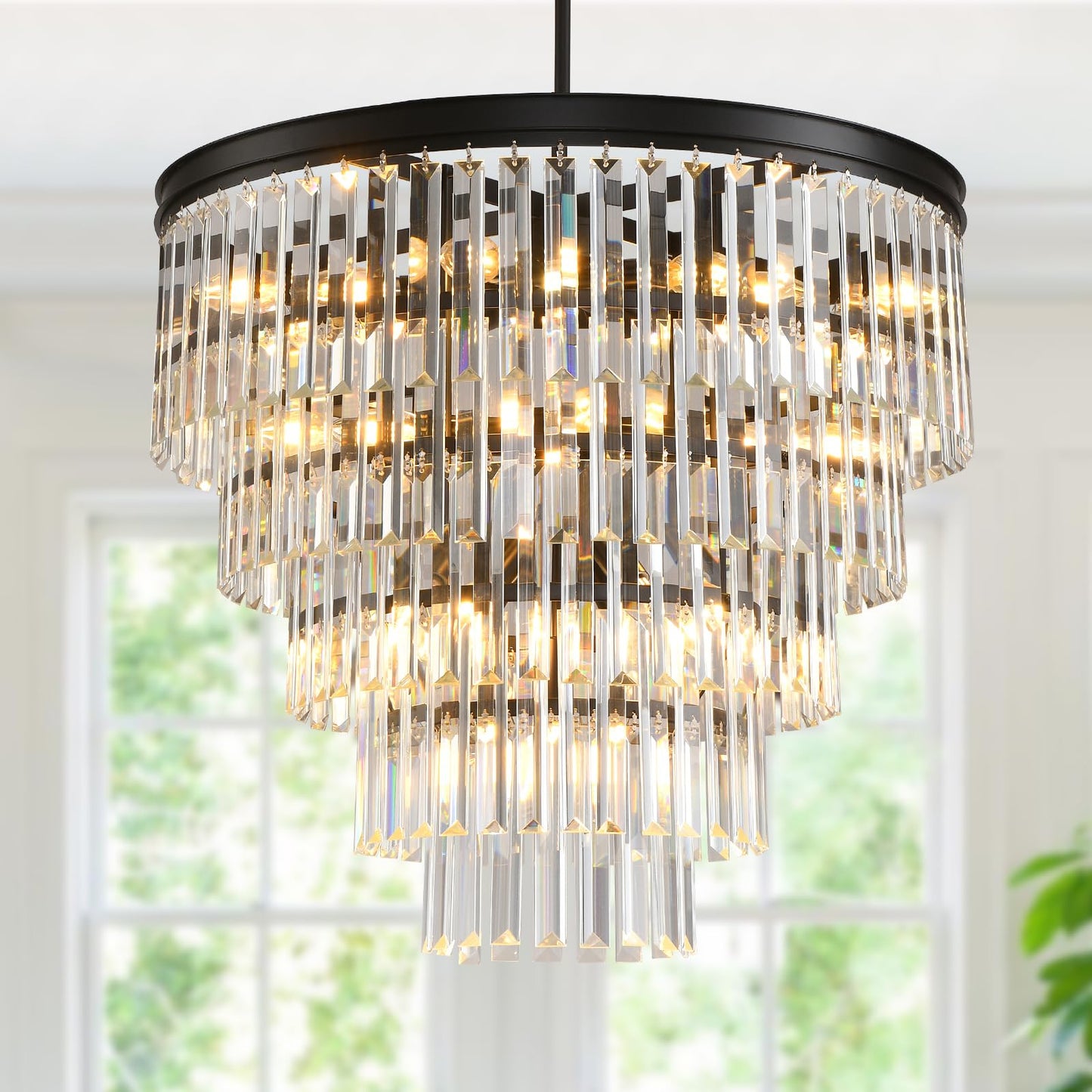 Blinghy Black Crystal Adjustable Chandelier for Home