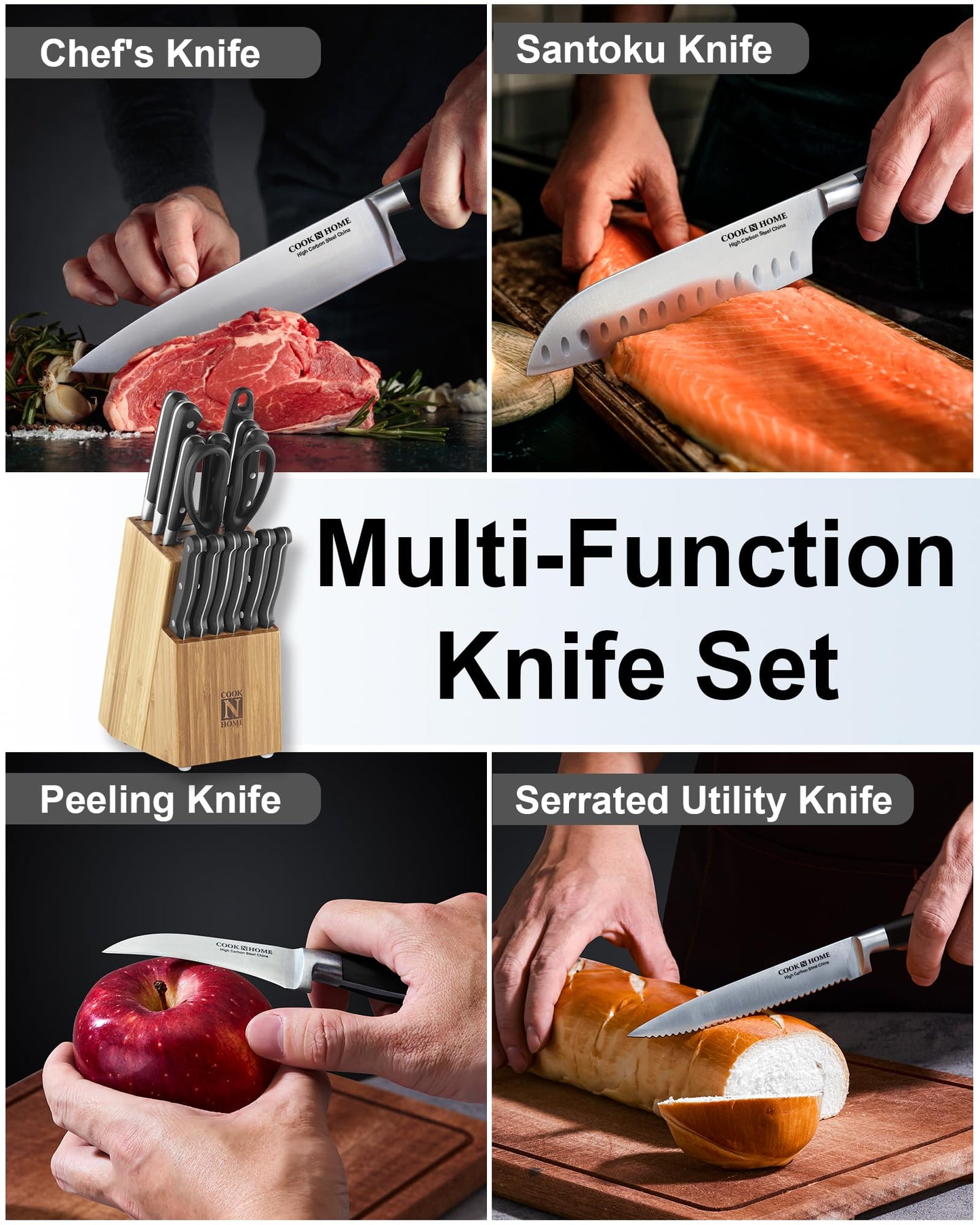 15-Piece Cook N Home Kitchen Knife Set