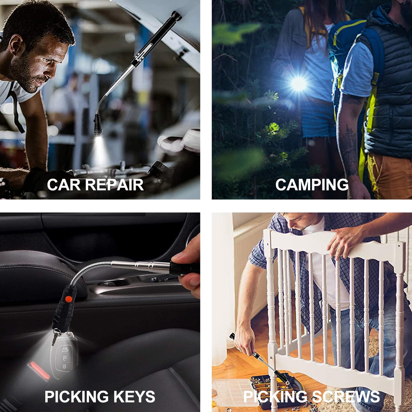 Magnetic Pickup Tool with LED Lights for Men