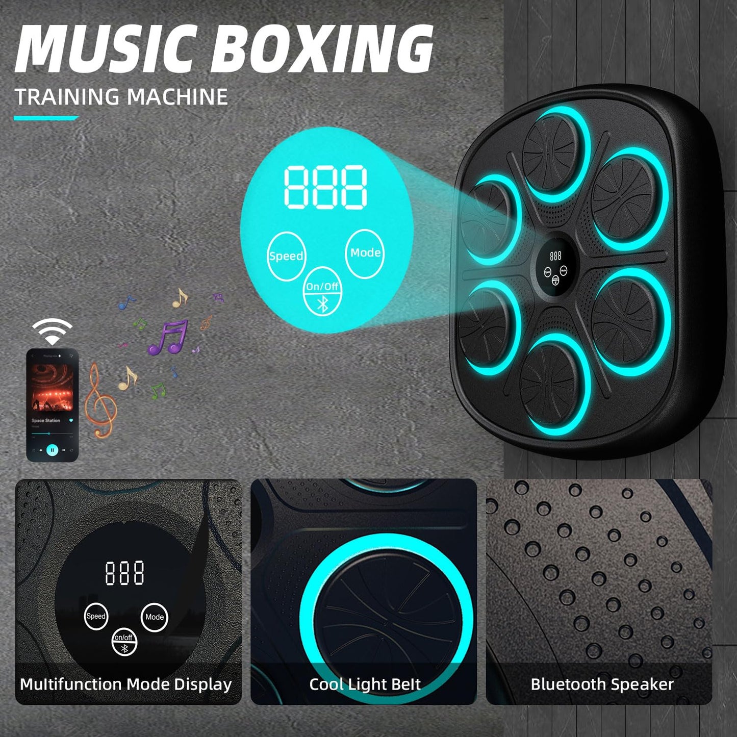 Smart Music Boxing Machine with Gloves & Bluetooth