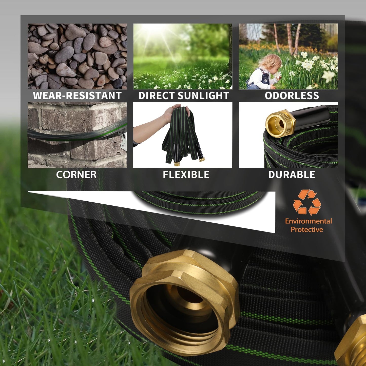 75 ft Flexible Garden Hose with Brass Connector