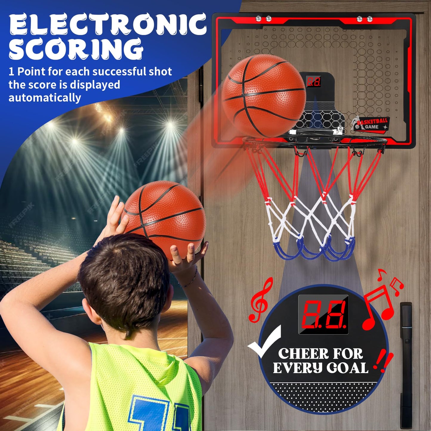 Indoor Mini Basketball Hoop with LED Scoreboard