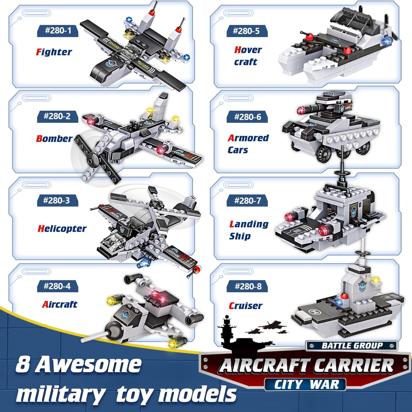 Aircraft Carrier Building Blocks Set for Kids