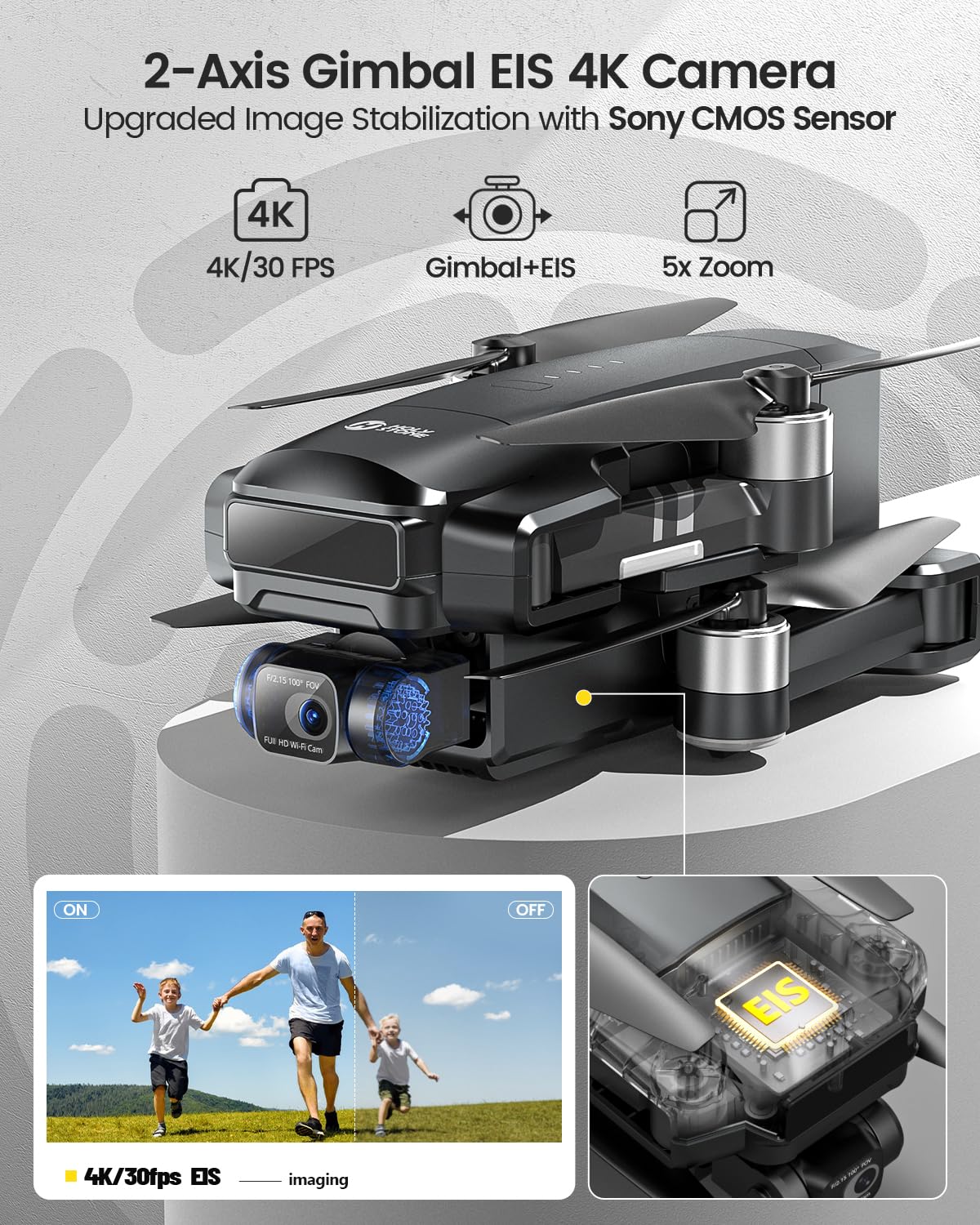 Holy Stone 4K EIS GPS Drone with Gimbal
