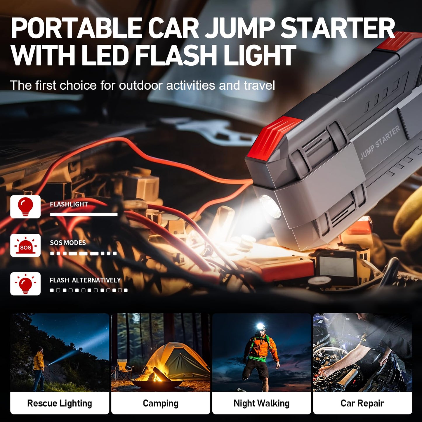 4000A Peak Car Jump Starter with USB Power Bank
